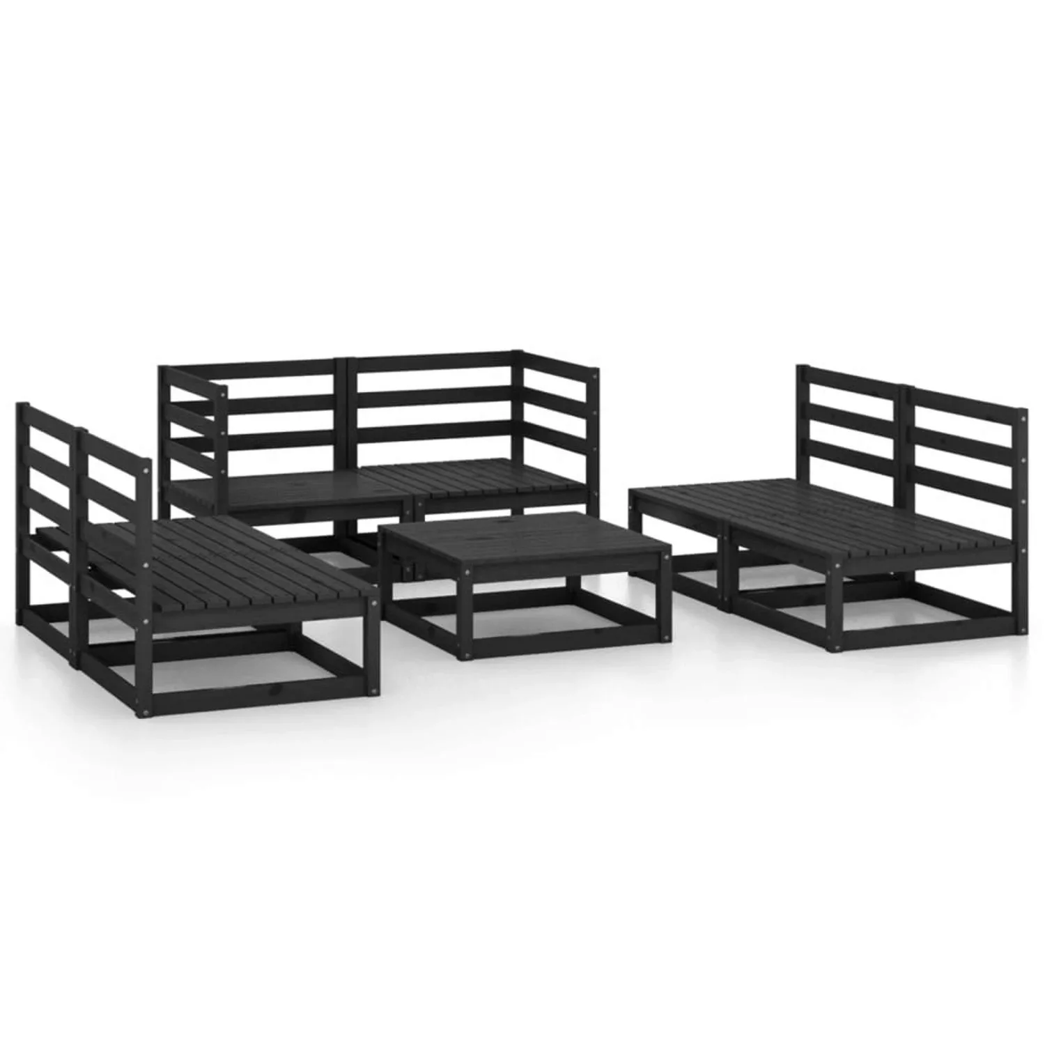 vidaXL 7-tlg Garten-Lounge-Set Schwarz Massivholz Kiefer Modell 6 günstig online kaufen