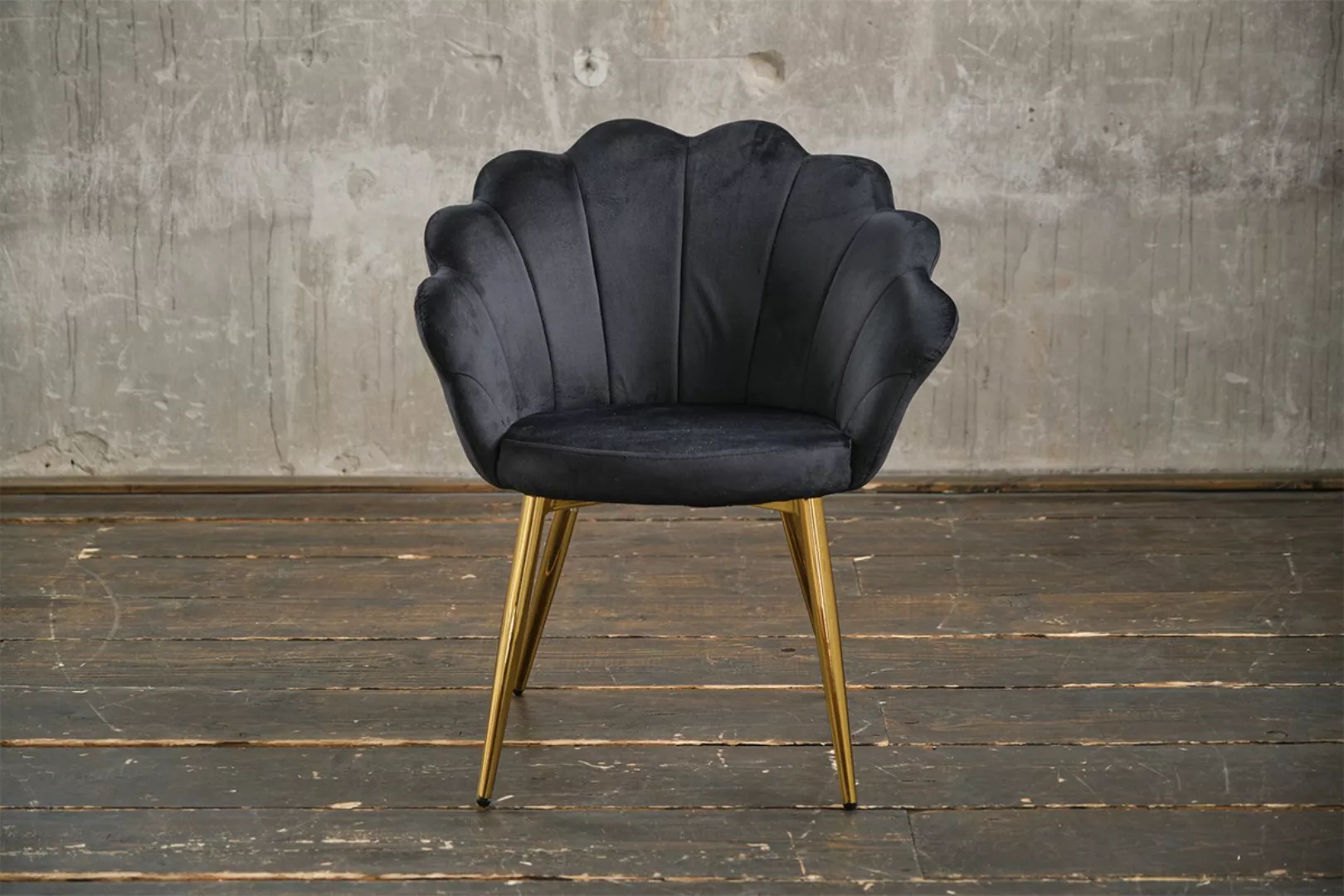KAWOLA Stuhl CARLA Esszimmerstuhl Velvet schwarz Fuß gold günstig online kaufen