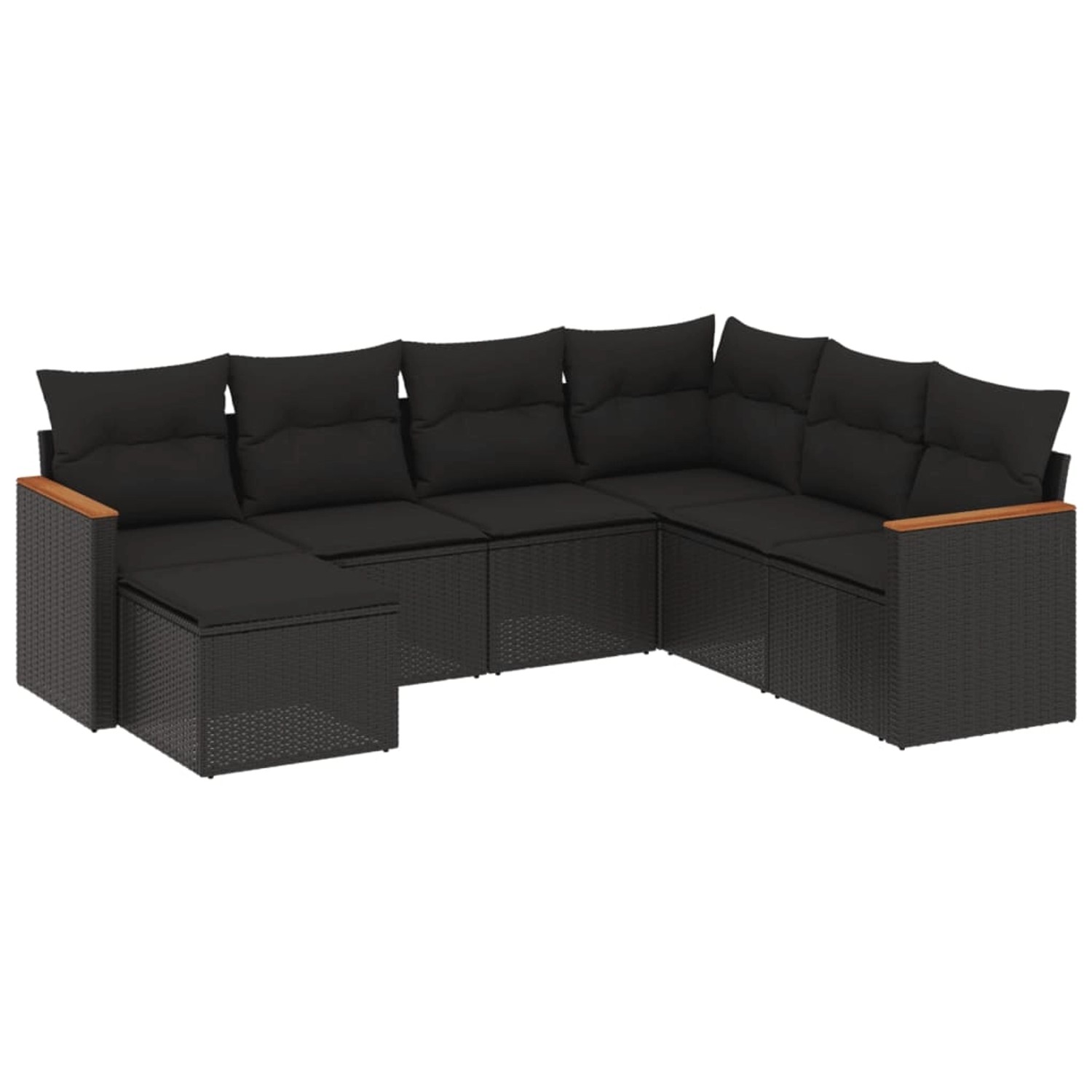 vidaXL 7-Tlg Garten-Sofagarnitur mit Kissen Schwarz Poly Rattan 3226202 günstig online kaufen