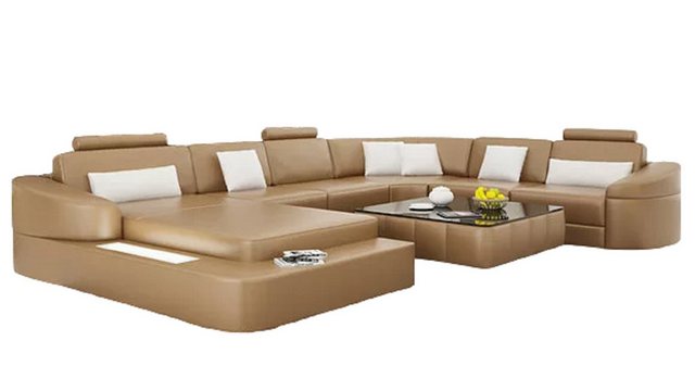 JVmoebel Sofa Leder Sofa mit USB Couch Wohnlandschaft Eck Garnitur Design M günstig online kaufen