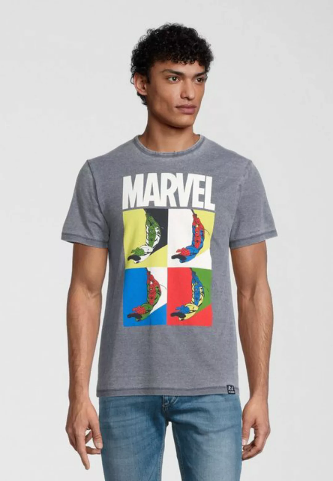 Recovered T-Shirt Marvel Spider-Man Pop Art Blue GOTS zertifizierte Bio-Bau günstig online kaufen