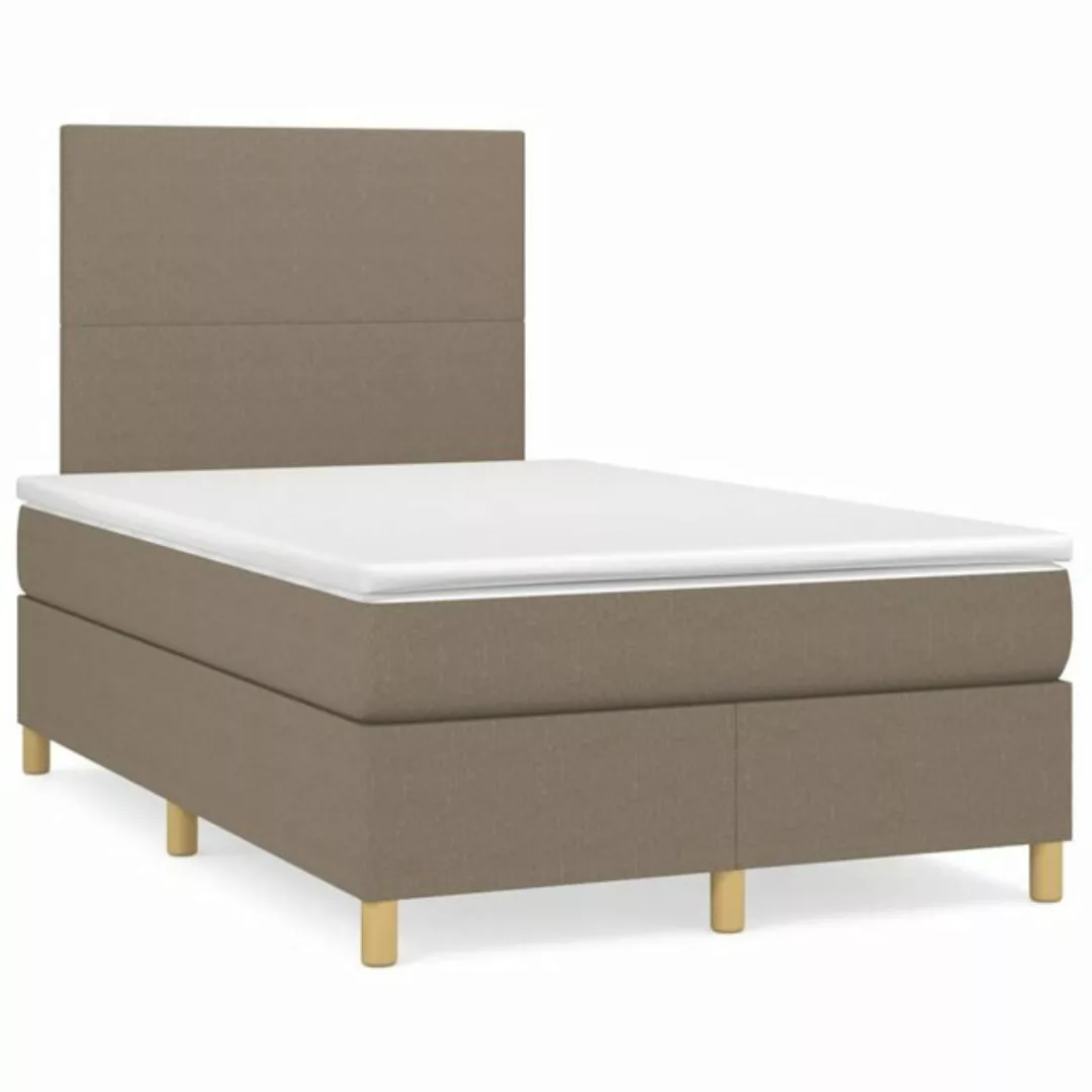 vidaXL Boxspringbett Boxspringbett mit Matratze Taupe 120x200 cm Stoff Bett günstig online kaufen