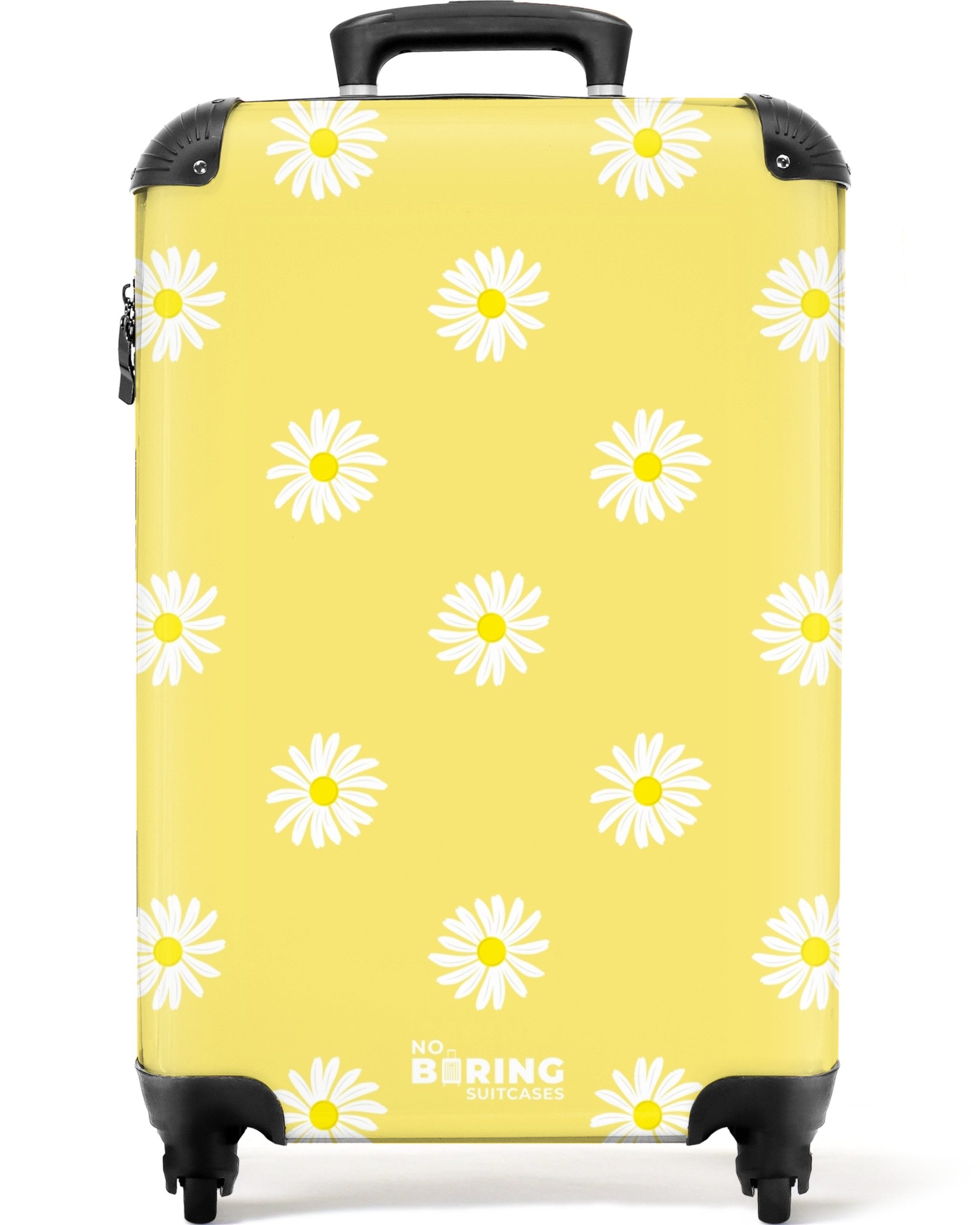 NoBoringSuitcases.com© Hartschalen-Trolley Pastellgelb mit Gänseblümchen 55 günstig online kaufen