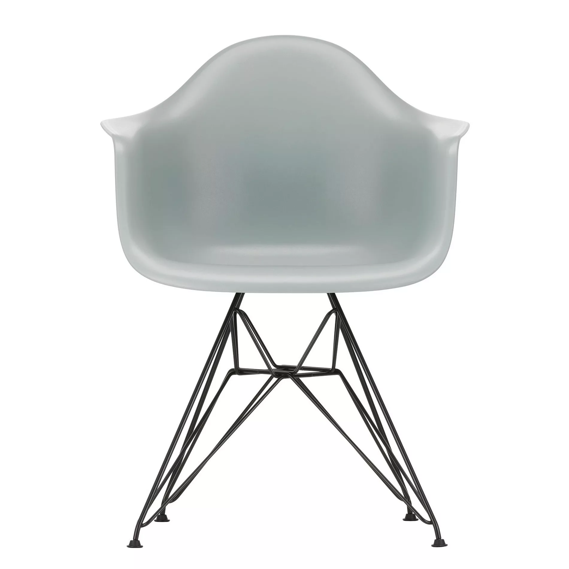 Vitra - Eames Plastic Armchair DAR Gestell schwarz - hellgrau/Sitzfläche Po günstig online kaufen