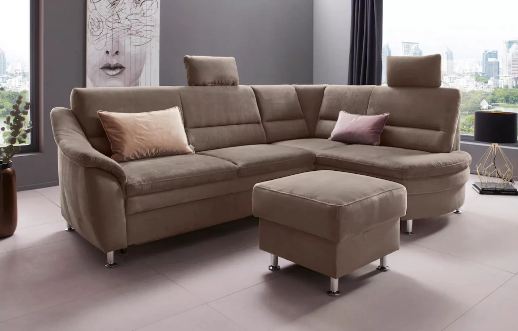 Places of Style Ecksofa Cardoso L-Form, Federkern, wahlweise mit Bett, Schu günstig online kaufen