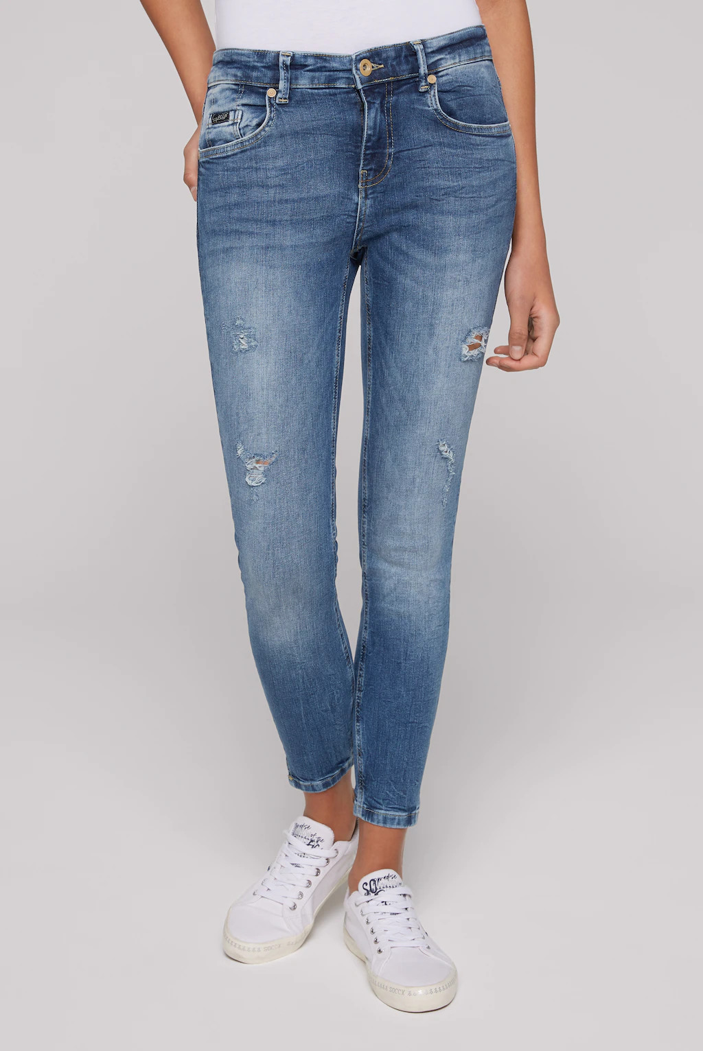 SOCCX Slim-fit-Jeans, mit Schlitz am Saum günstig online kaufen