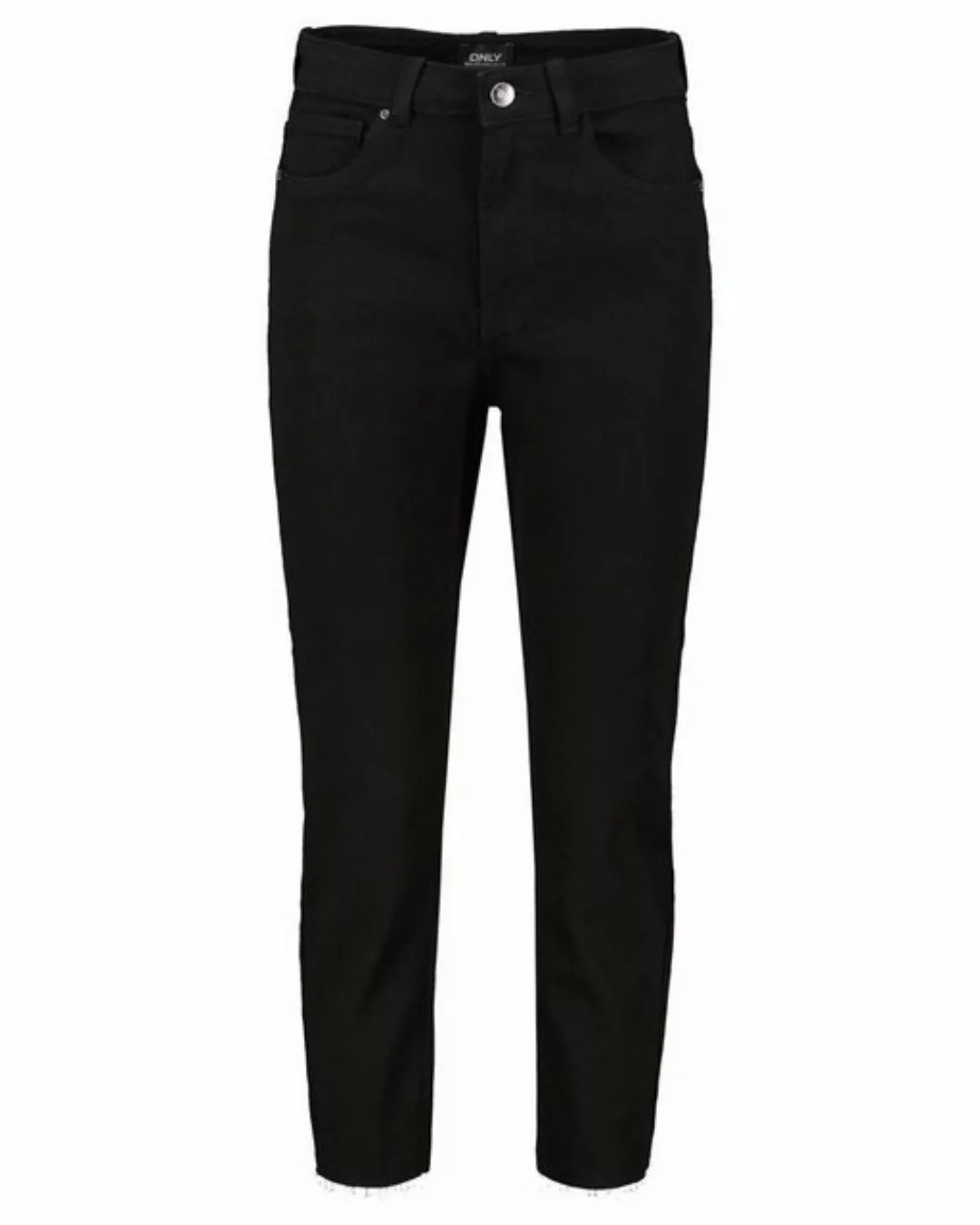 Only Damen Jeans ONLEMILY HW STR CRP ANK RAW MAE034 - Straight Fit - Schwar günstig online kaufen