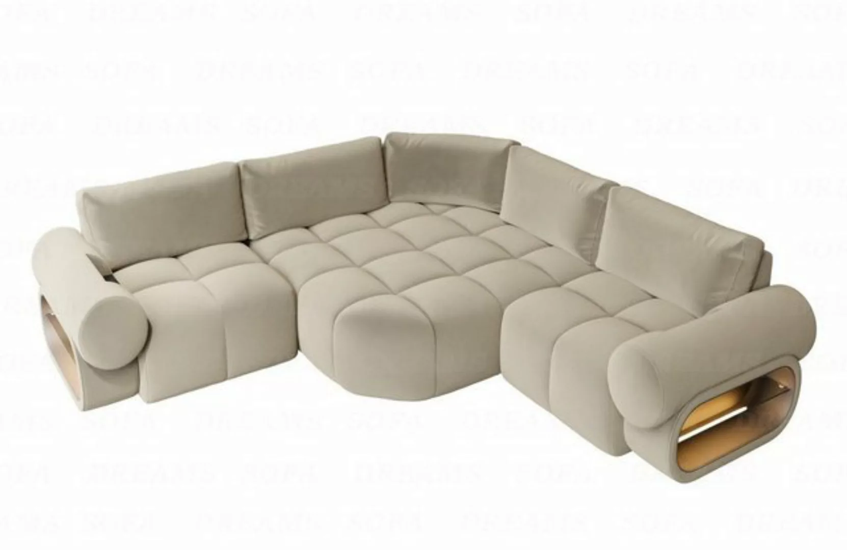Sofa Dreams Ecksofa Polster Stoff Samtstoff Couch Caivano L Form kurz Stoff günstig online kaufen