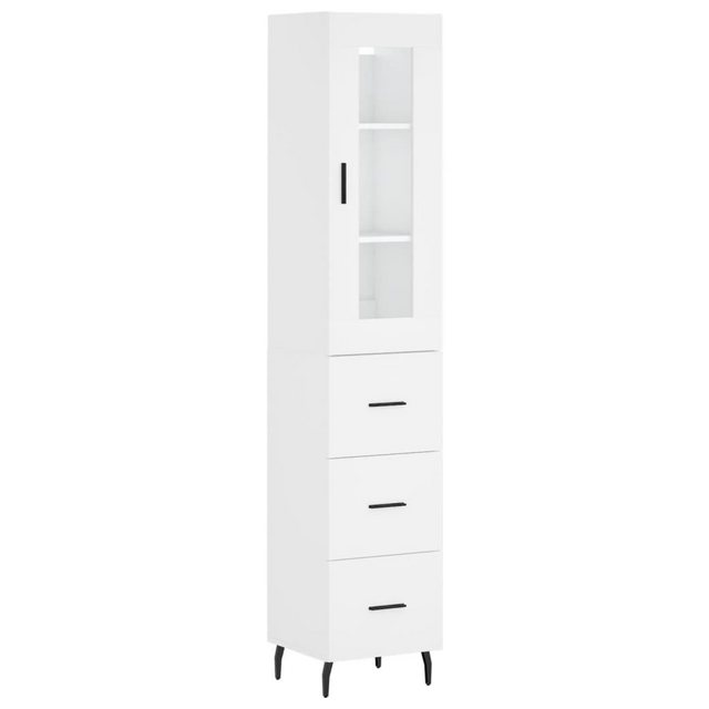 vidaXL Vitrine Highboard Weiß 34,5x34x180 cm Spanplatte Glas Vitrine günstig online kaufen