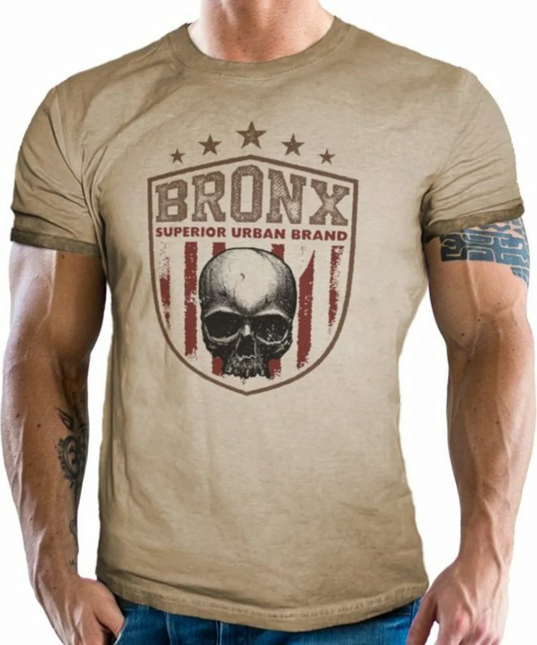 GASOLINE BANDIT® T-Shirt im Washed Sand Look für Biker, Racer: Bronx günstig online kaufen
