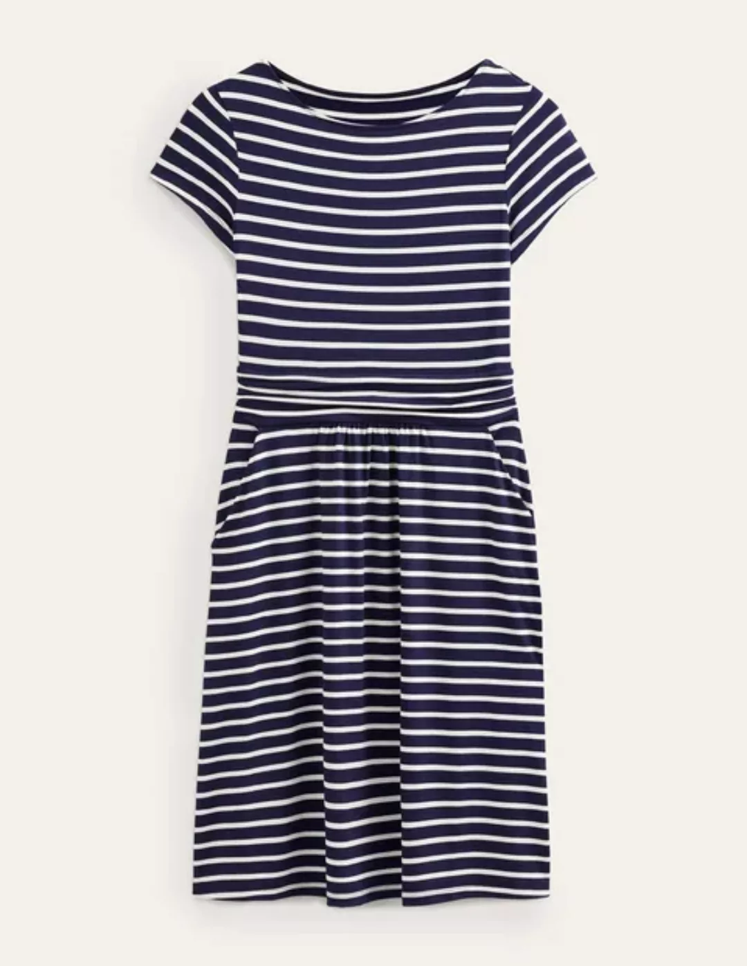 Amelie Jersey-Kleid Damen Boden, Marineblau, Naturweiß Streifen günstig online kaufen