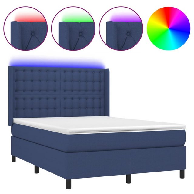 vidaXL Boxspringbett Boxspringbett mit Matratze und LED Stoff (140 x 190 cm günstig online kaufen