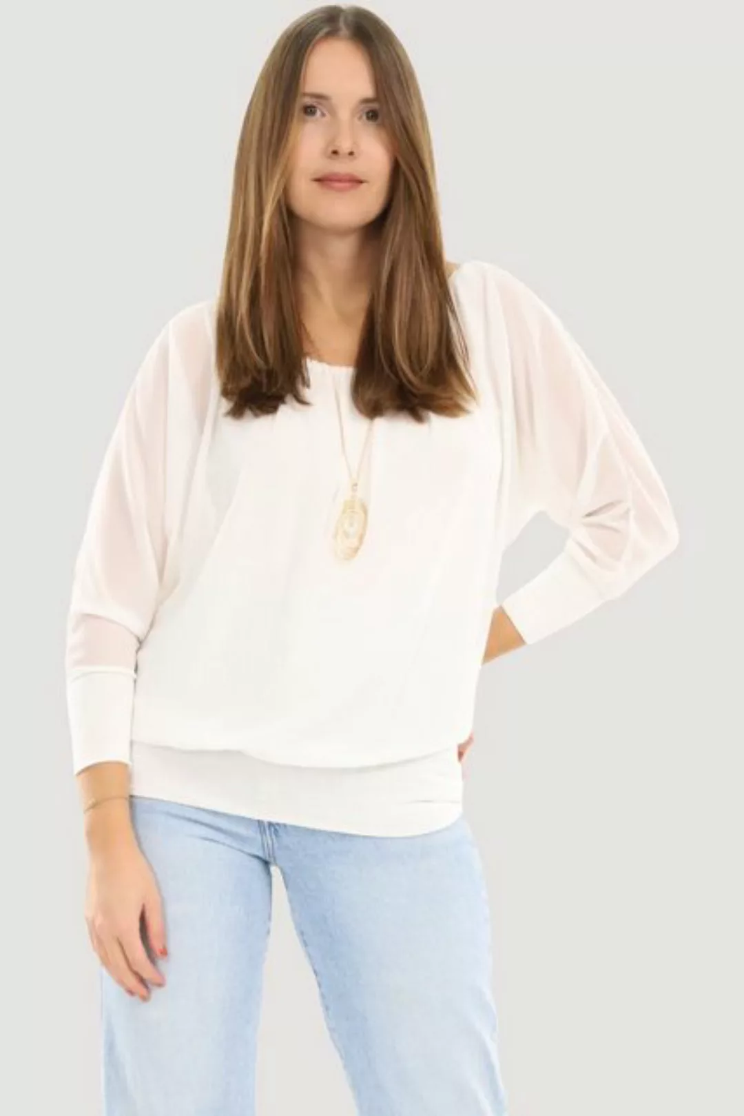 malito more than fashion Chiffonbluse 1133 Bluse mit Fledermausärmeln Einhe günstig online kaufen