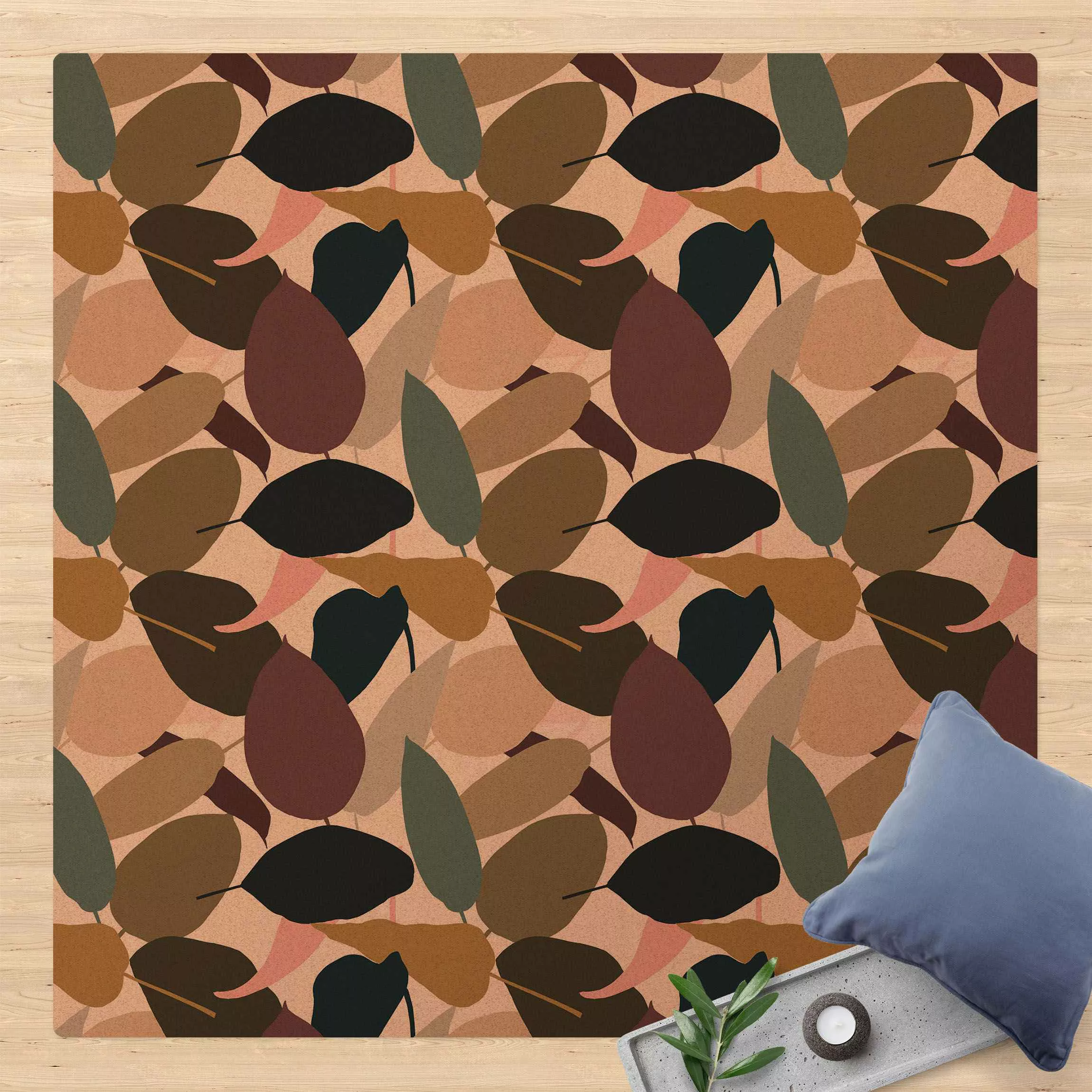 Kork-Teppich Modern Tropical Muster günstig online kaufen