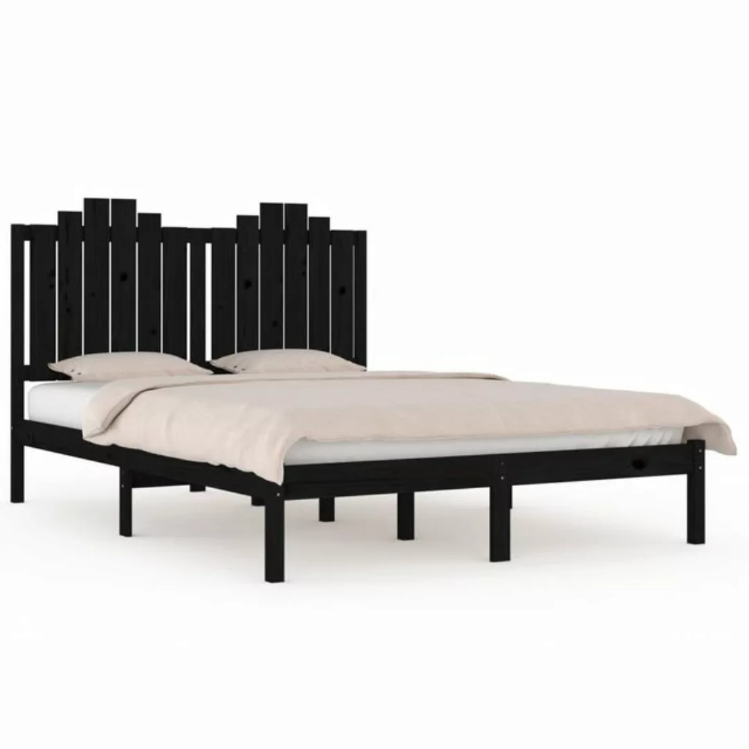vidaXL Bettgestell Massivholzbett Schwarz Kiefer 140x200 cm Bett Bettgestel günstig online kaufen
