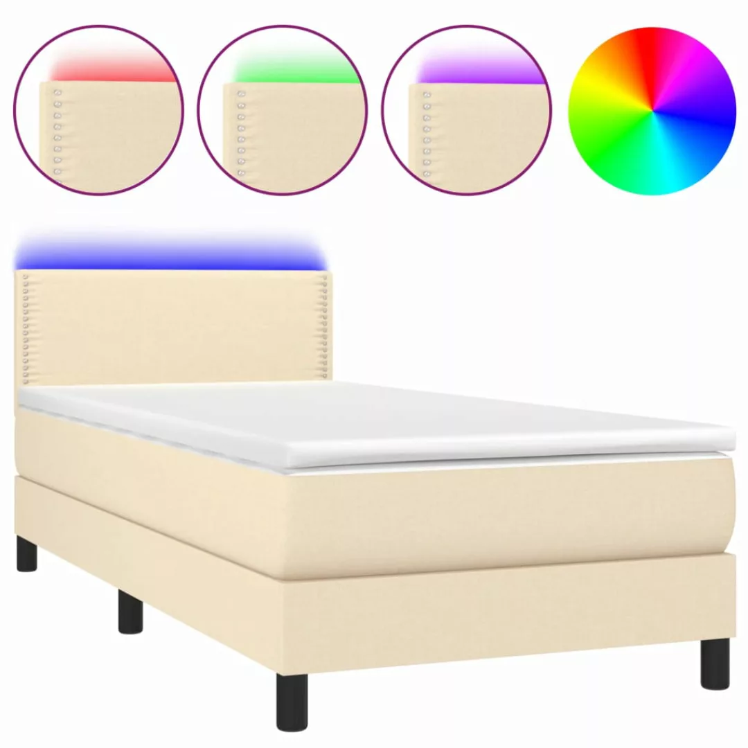 Vidaxl Boxspringbett Mit Matratze & Led Creme 100x200 Cm Stoff günstig online kaufen