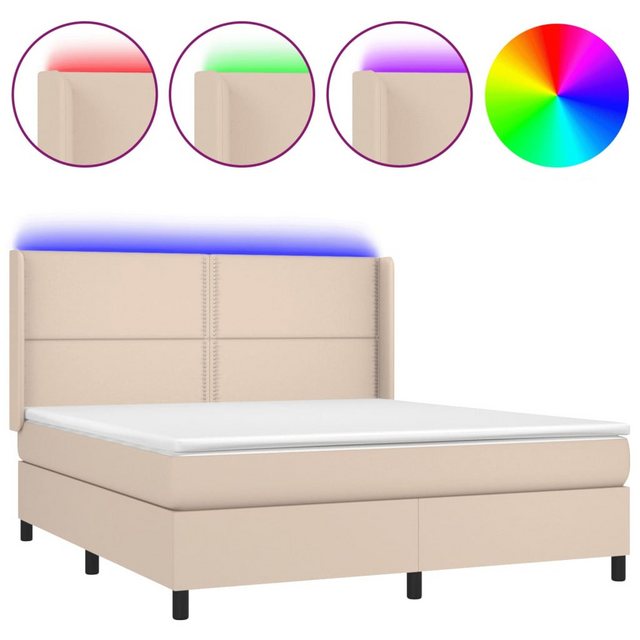 vidaXL Boxspringbett Boxspringbett mit Matratze und LED Kunstleder (160 x 2 günstig online kaufen