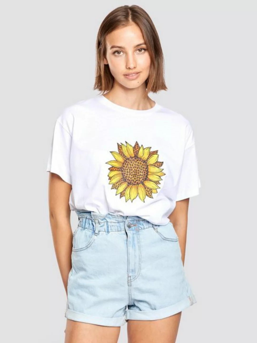 Freshlions T-Shirt T-Shirt Sonnenblume Weiss L günstig online kaufen