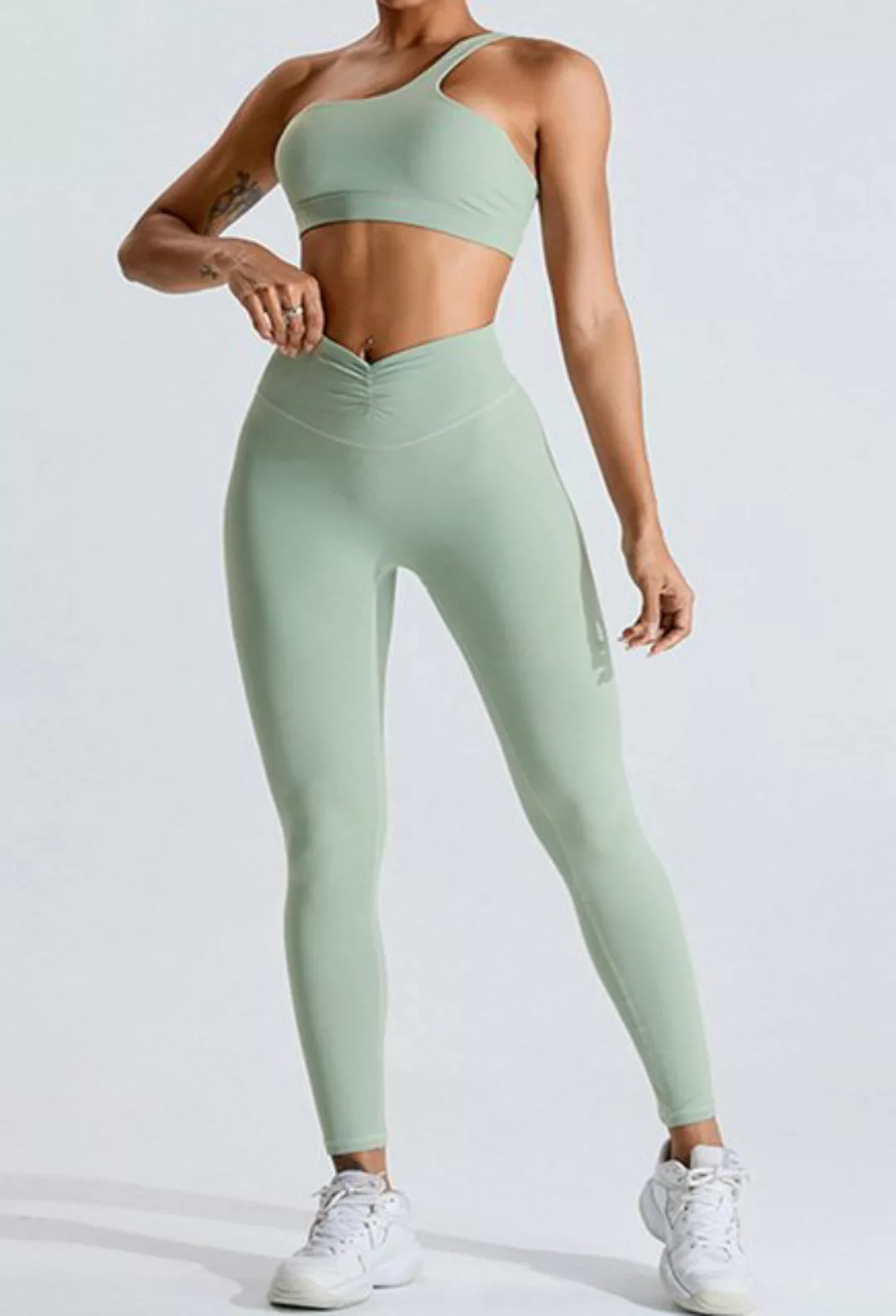 SEGUEN Leggings Bauchfreie Yogahose mit hoher Taille und Bundfalte vorne (F günstig online kaufen