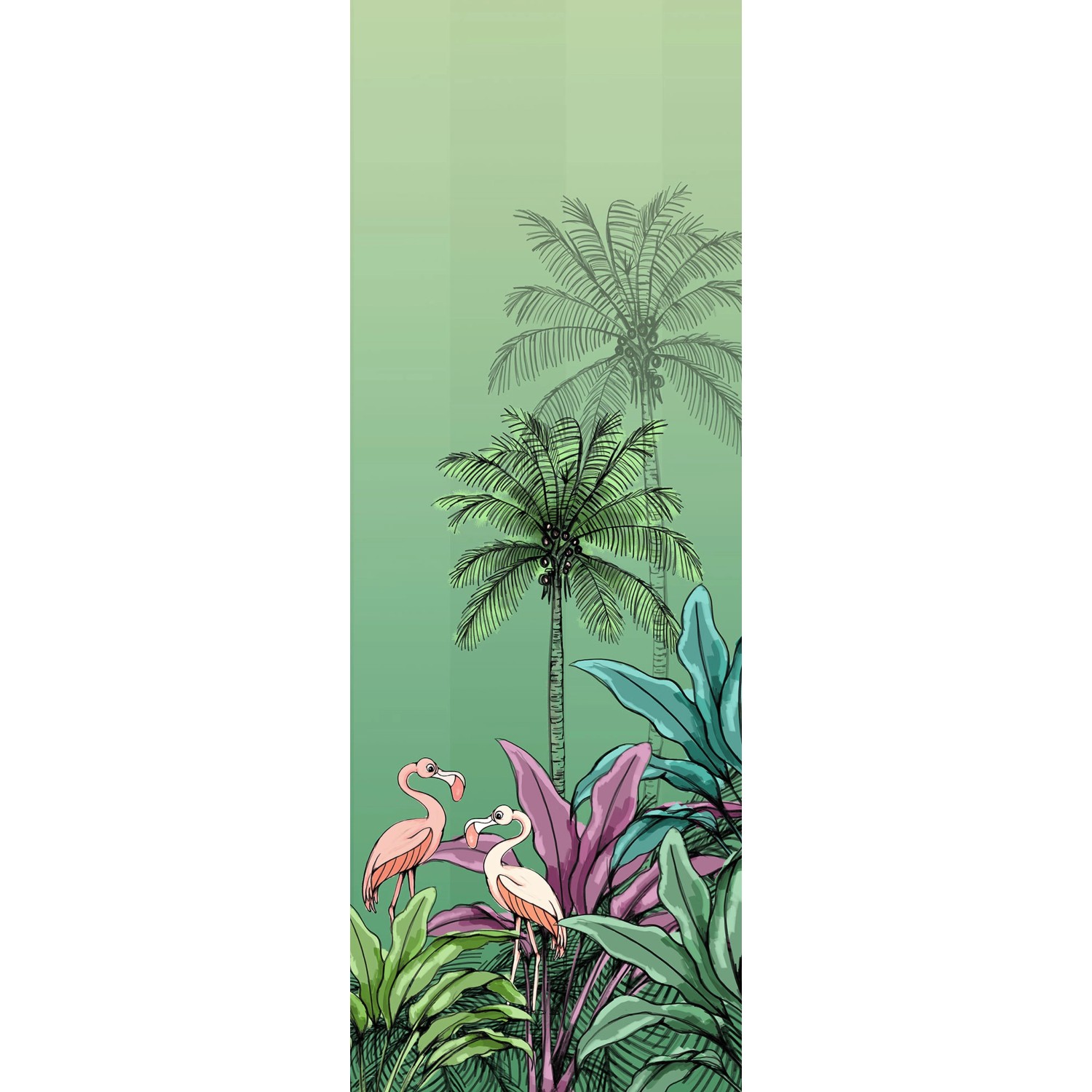 Komar Fototapete Jungle Flamingo Grün 100 x 280 cm 610034 günstig online kaufen