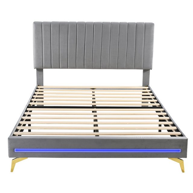 Ulife Polsterbett Doppelbett 140 x 200 cm mit LED-Leuchten, verstellbarem K günstig online kaufen