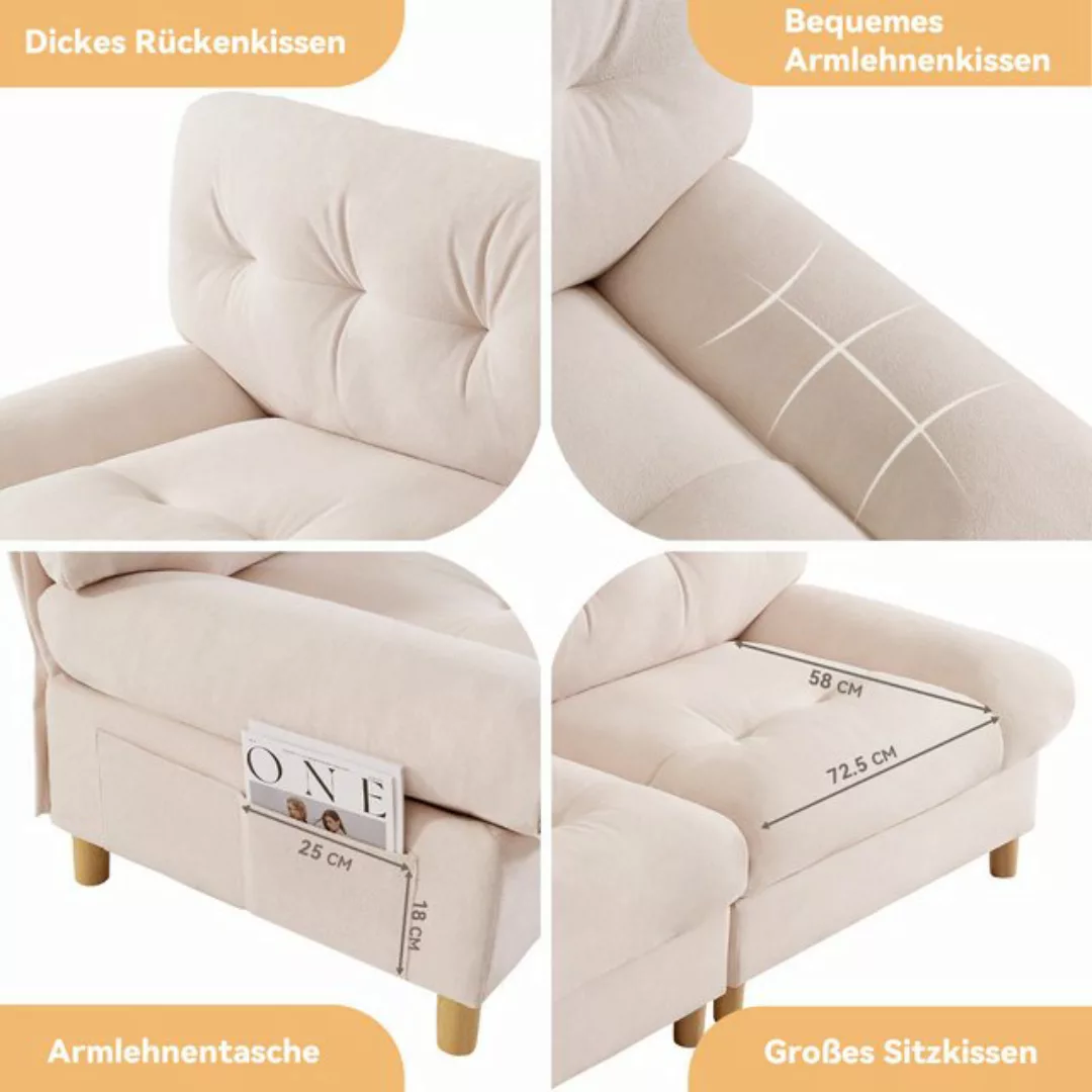 HAUSS SPOLE Sofa Ecksofa Polstersofa mit 20cm dicken Kissen, Teddy-Stoff, B günstig online kaufen