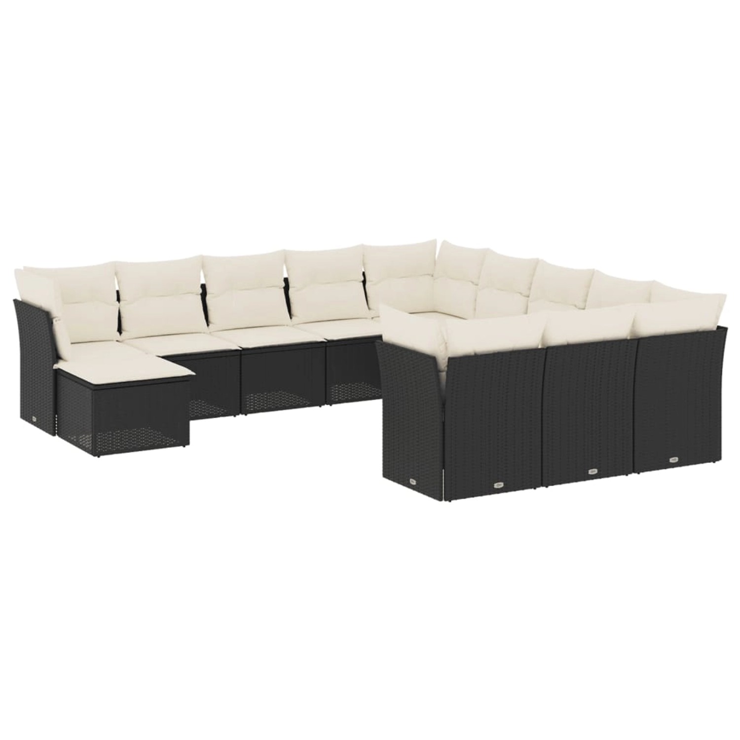 vidaXL 12-tlg Garten-Sofagarnitur mit Kissen Schwarz Poly Rattan Modell 44 günstig online kaufen