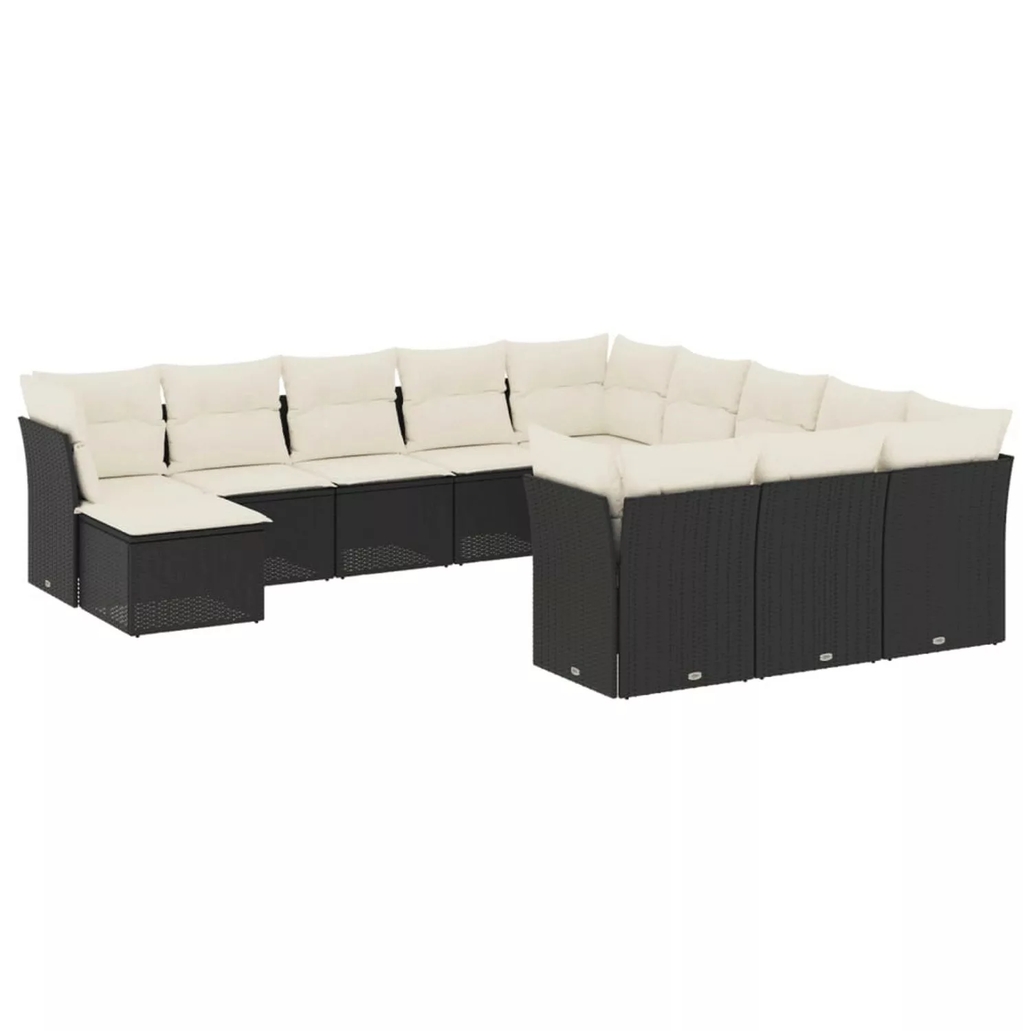 vidaXL 12-tlg Garten-Sofagarnitur mit Kissen Schwarz Poly Rattan Modell 44 günstig online kaufen