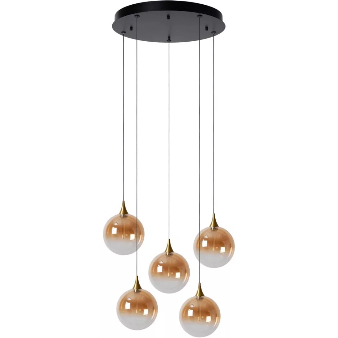 LED Pendelleuchte Gisela in Gold-transparent und Schwarz-matt 5x 3,8W 1490l günstig online kaufen