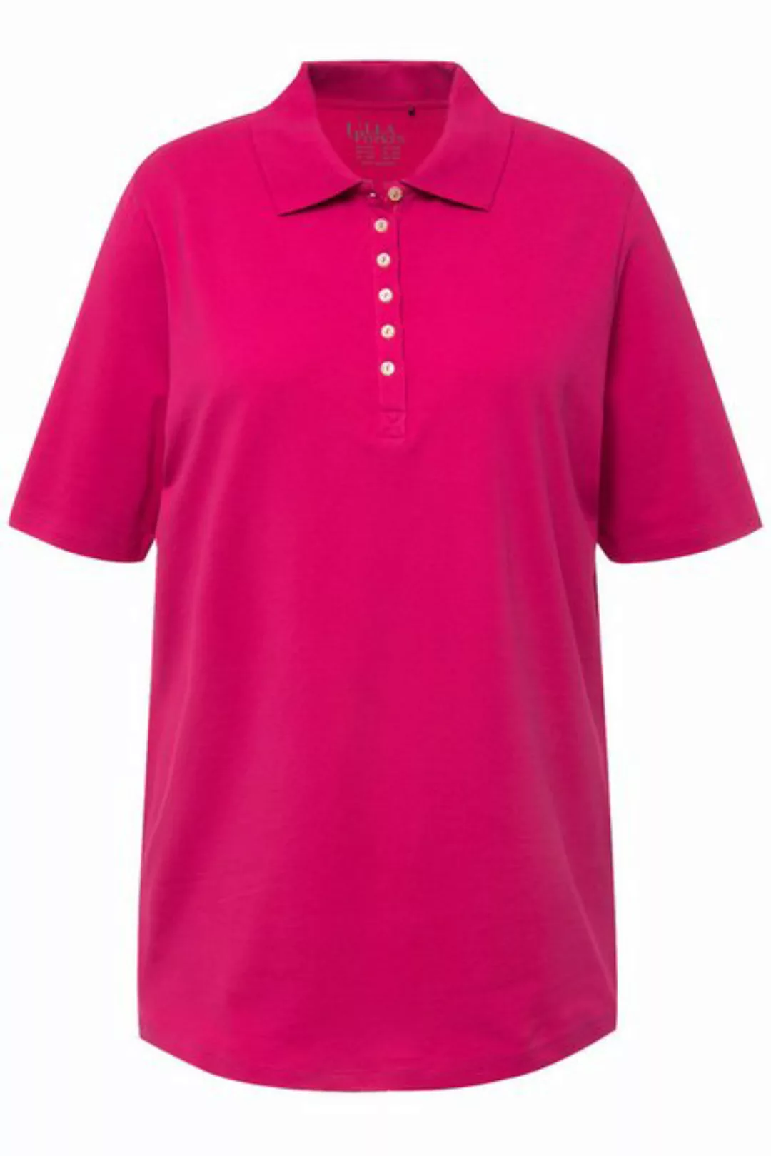 Ulla Popken Rundhalsshirt Poloshirt Piqué Polokragen Samt-Knopfleiste günstig online kaufen