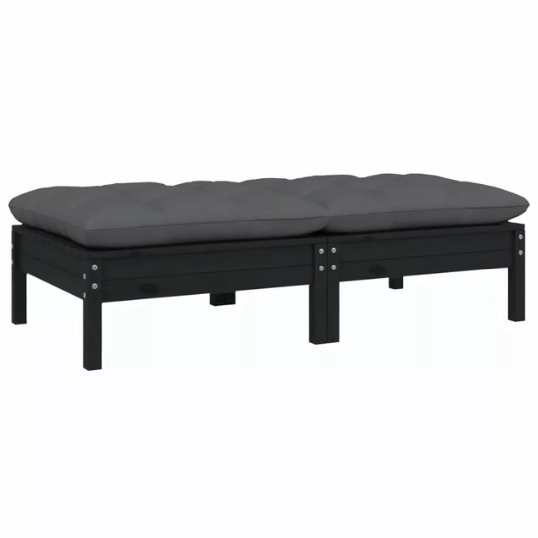 2-sitzer-gartensofa Mit Kissen Schwarz Massivholz Kiefer günstig online kaufen