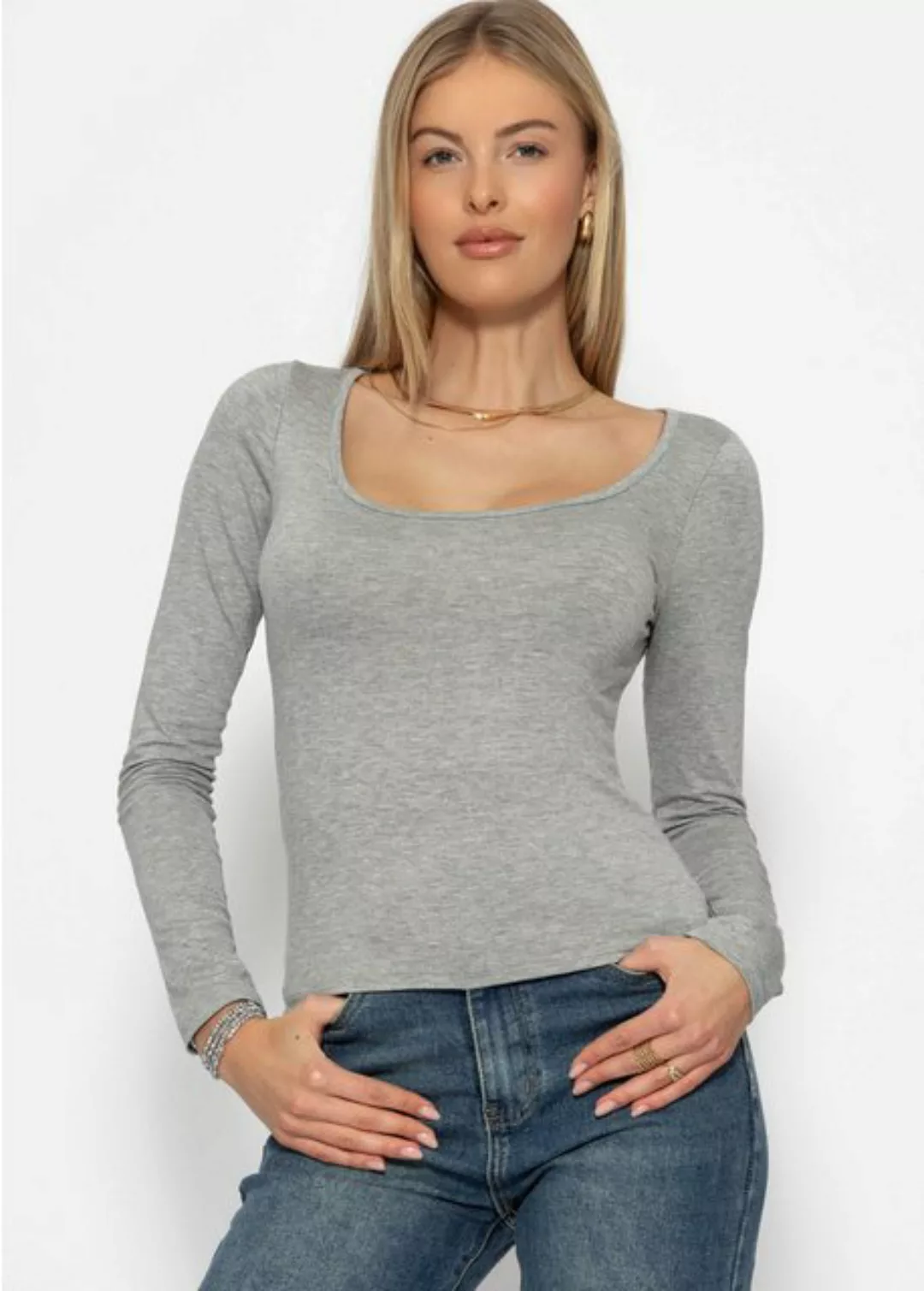 SASSYCLASSY Langarmshirt Langarmshirt Damen mit Ausschnitt Casual Chic Lang günstig online kaufen