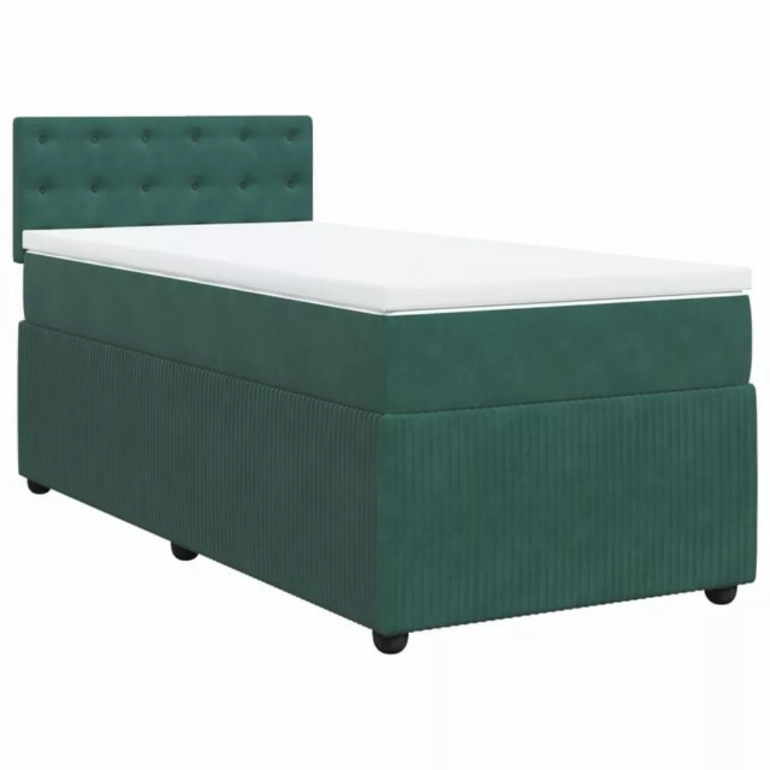 vidaXL Boxspringbett, Boxspringbett mit Matratze Dunkelgrün 80x200 cm Samt günstig online kaufen