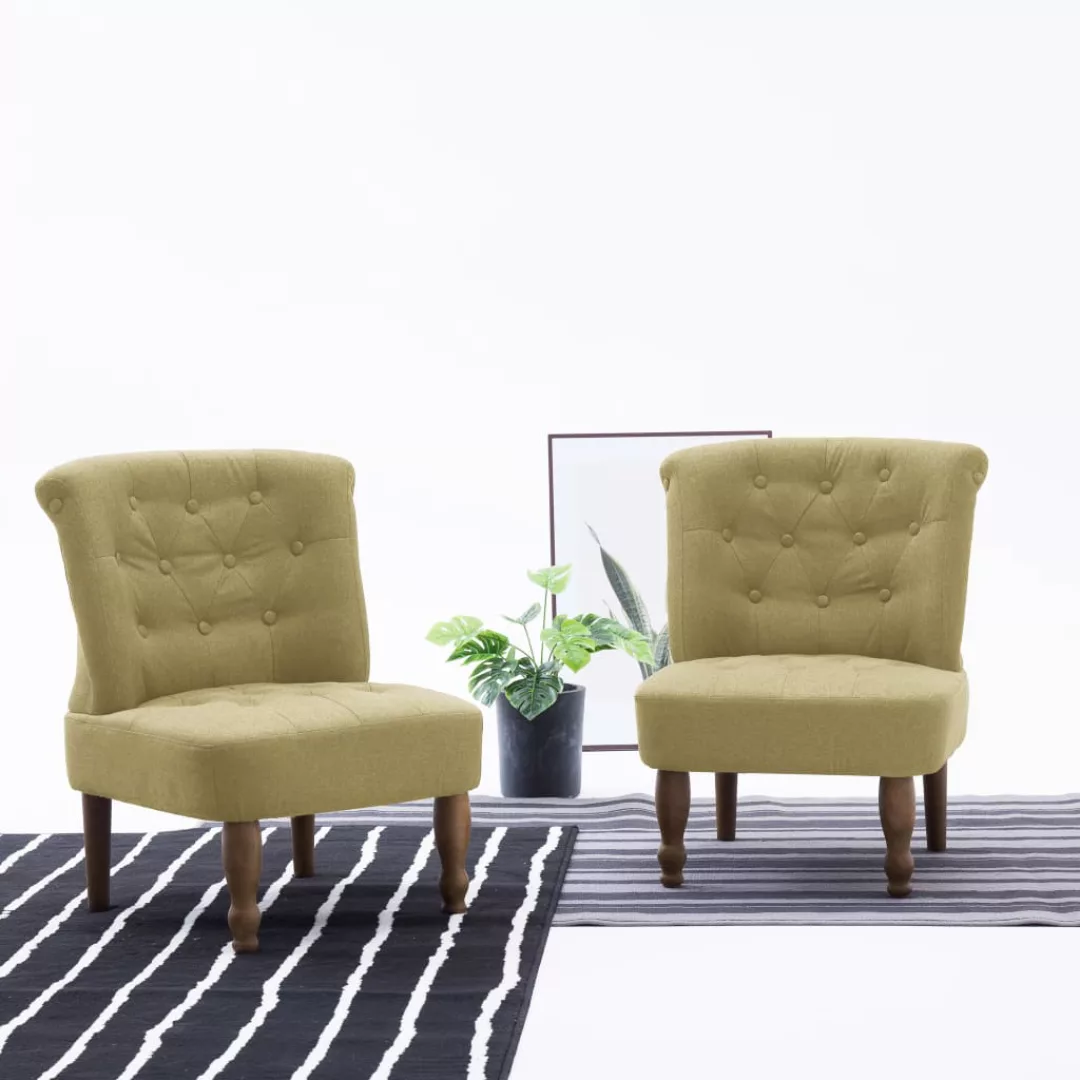 Französische Stühle 2 Stk. Grün Stoff günstig online kaufen