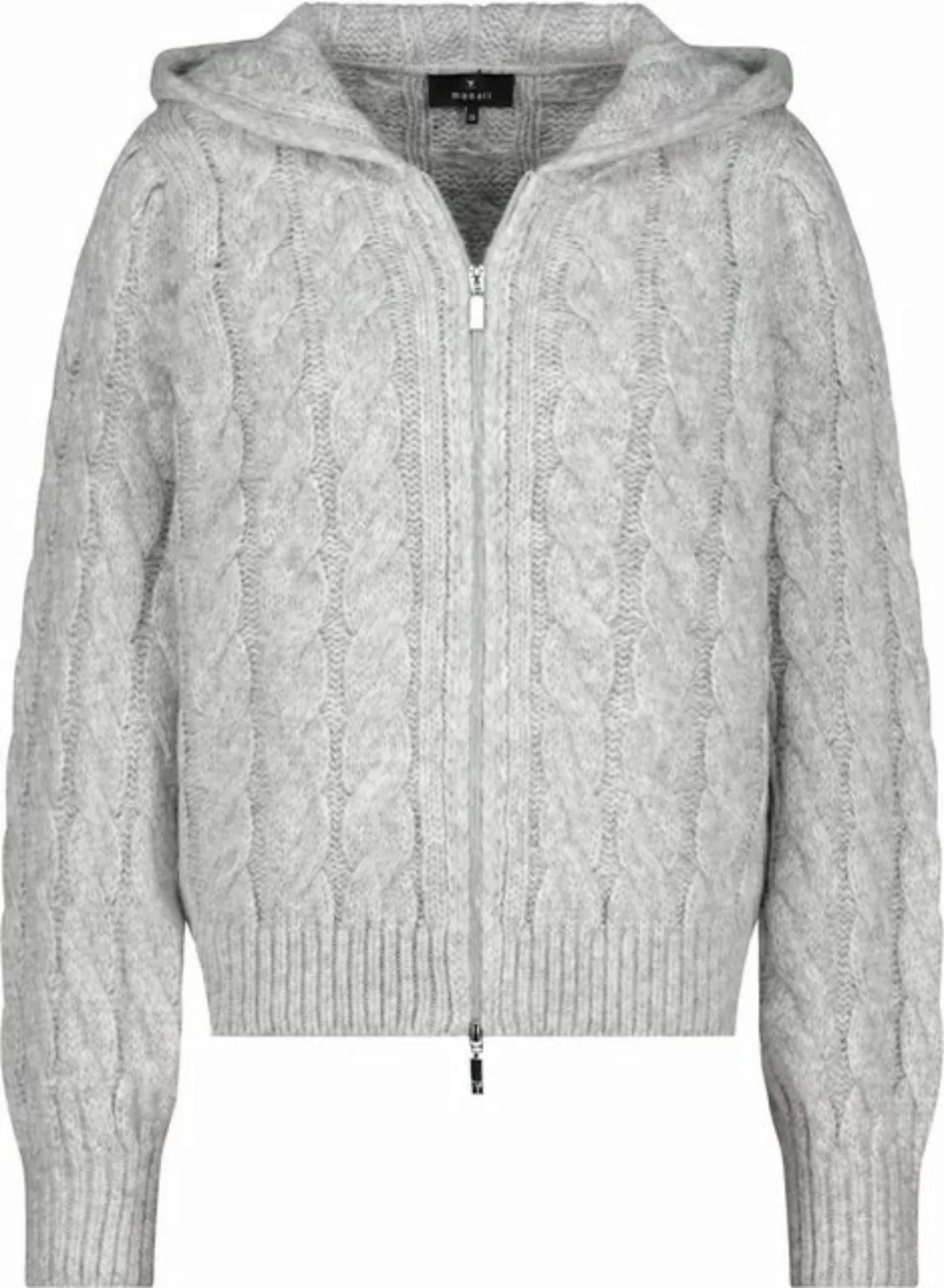 Monari Outdoorjacke Strickjacke mit Zopfmuster chrome melange günstig online kaufen