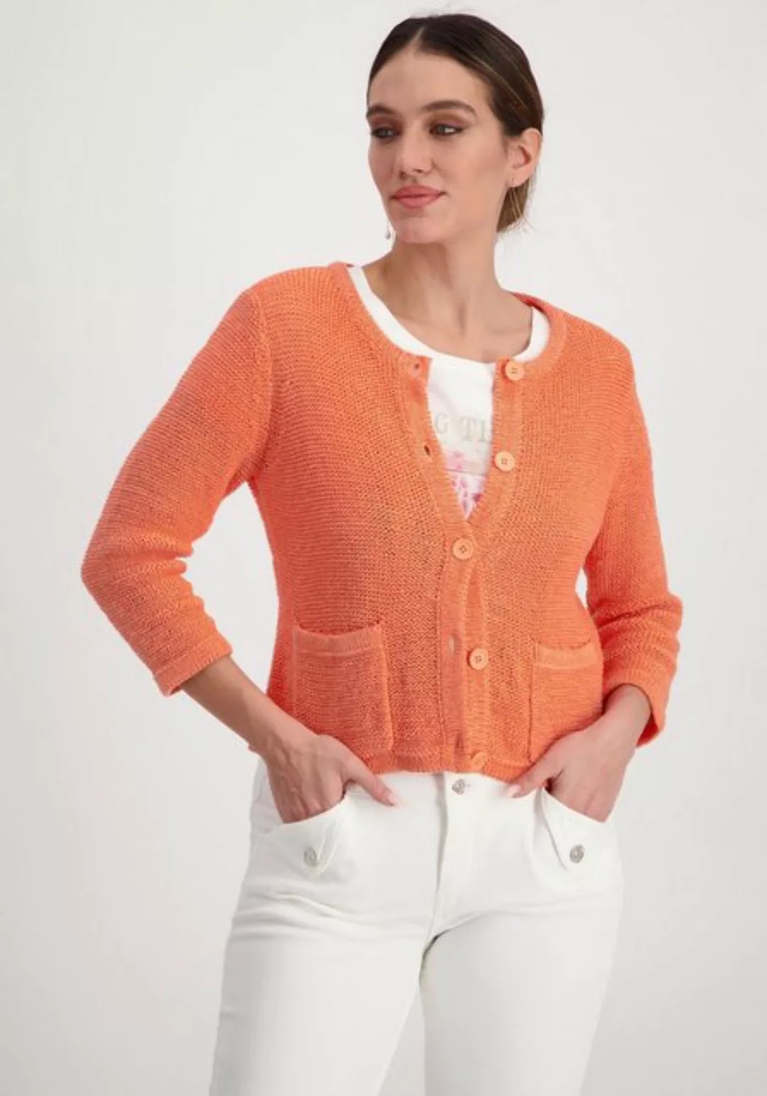 Monari Steppjacke Strickjacke, apricot günstig online kaufen