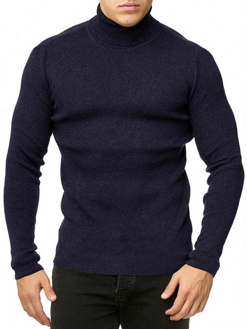 RedBridge Strickpullover Herren Strickpullover Rollkragen Slim Fit Navy L günstig online kaufen