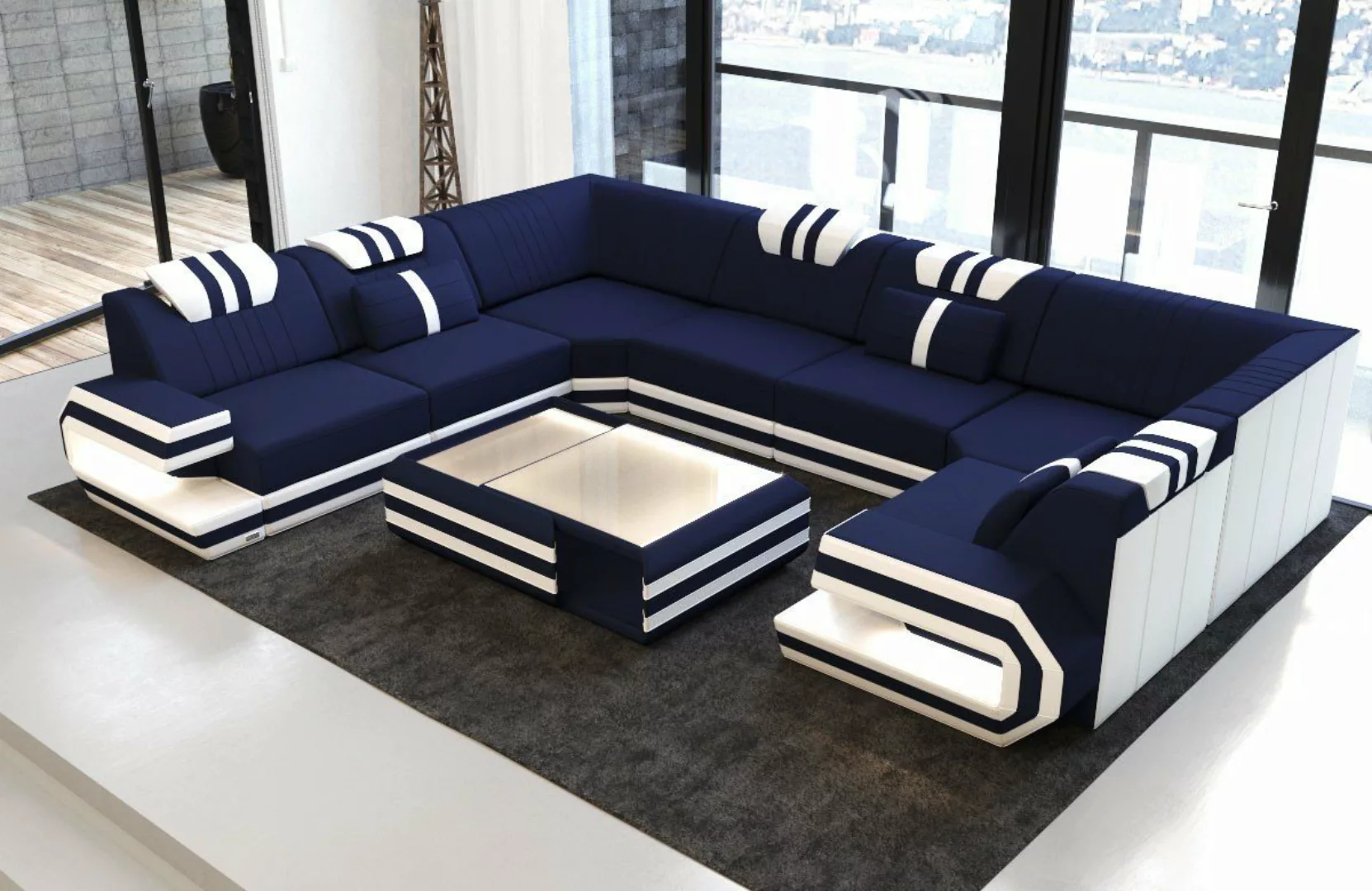 Sofa Dreams Wohnlandschaft Polster Stoff Design Sofa Ragusa U Form M Mikrof günstig online kaufen