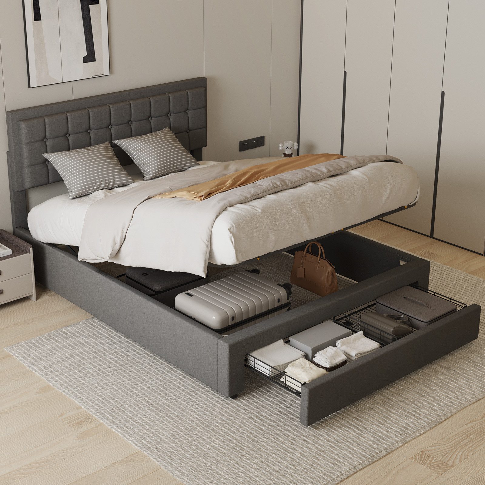 oyajia Polsterbett Polsterbett Doppelbett 160x200cm mit günstig online kaufen