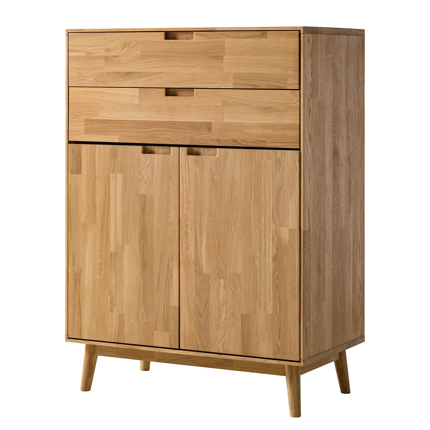 home24 Mørteens Highboard Finsby Massivholz Eiche 80x115x45 cm (BxHxT) Skan günstig online kaufen