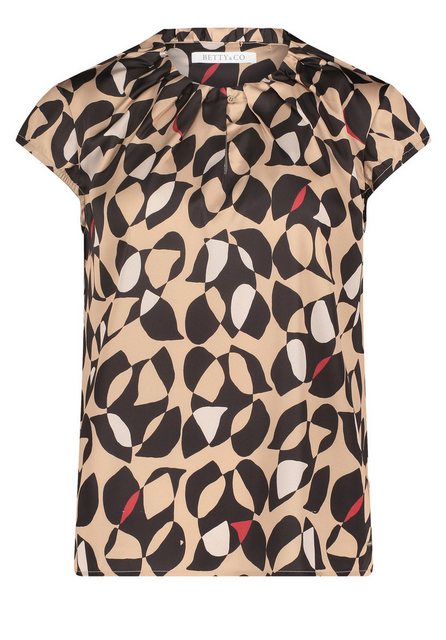 Betty&Co Blusenshirt Bluse Kurz 1/2 Arm, Taupe/Black günstig online kaufen