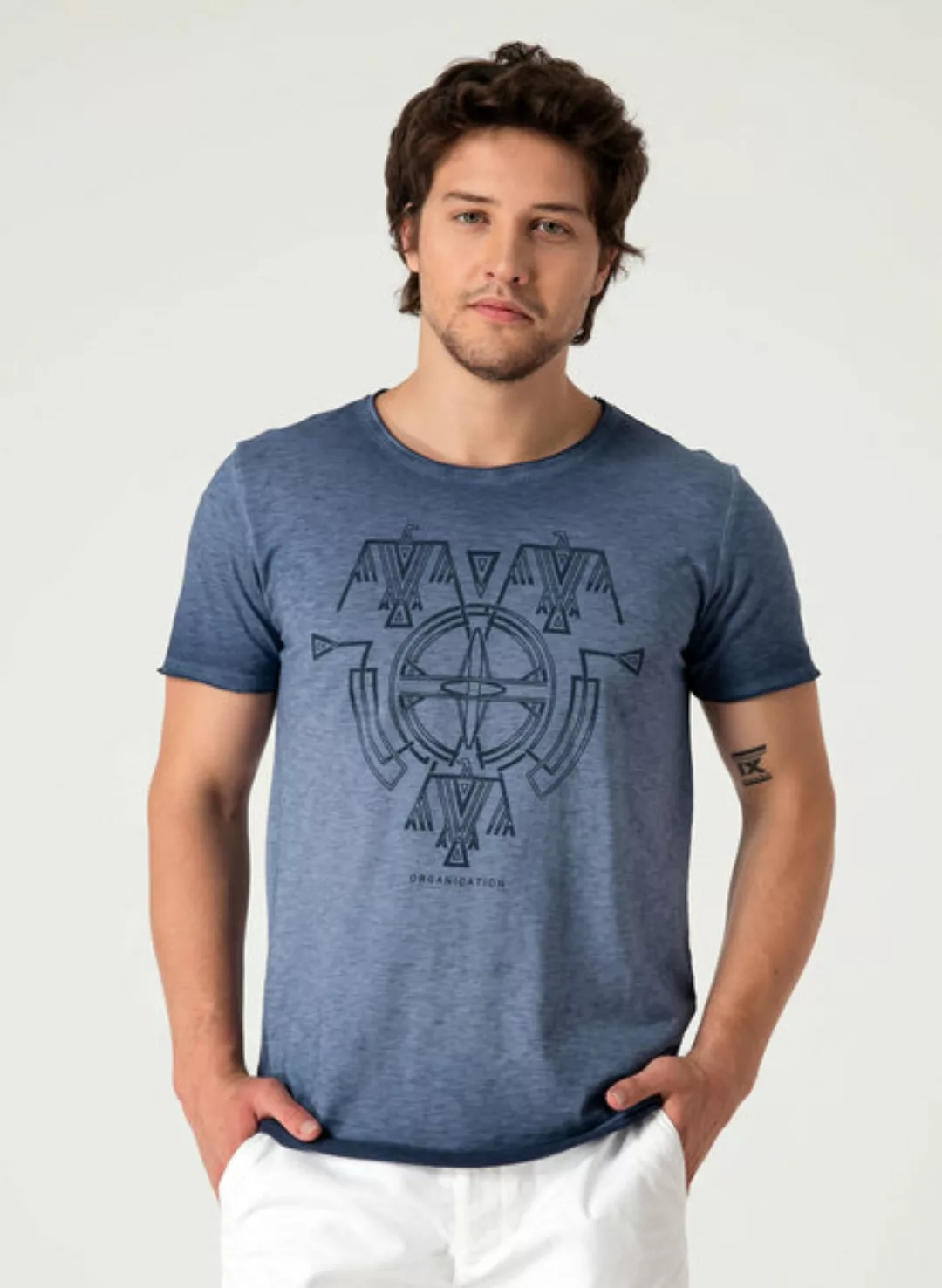 Raw-edge T-shirt Aus Bio Baumwolle Mit Print günstig online kaufen