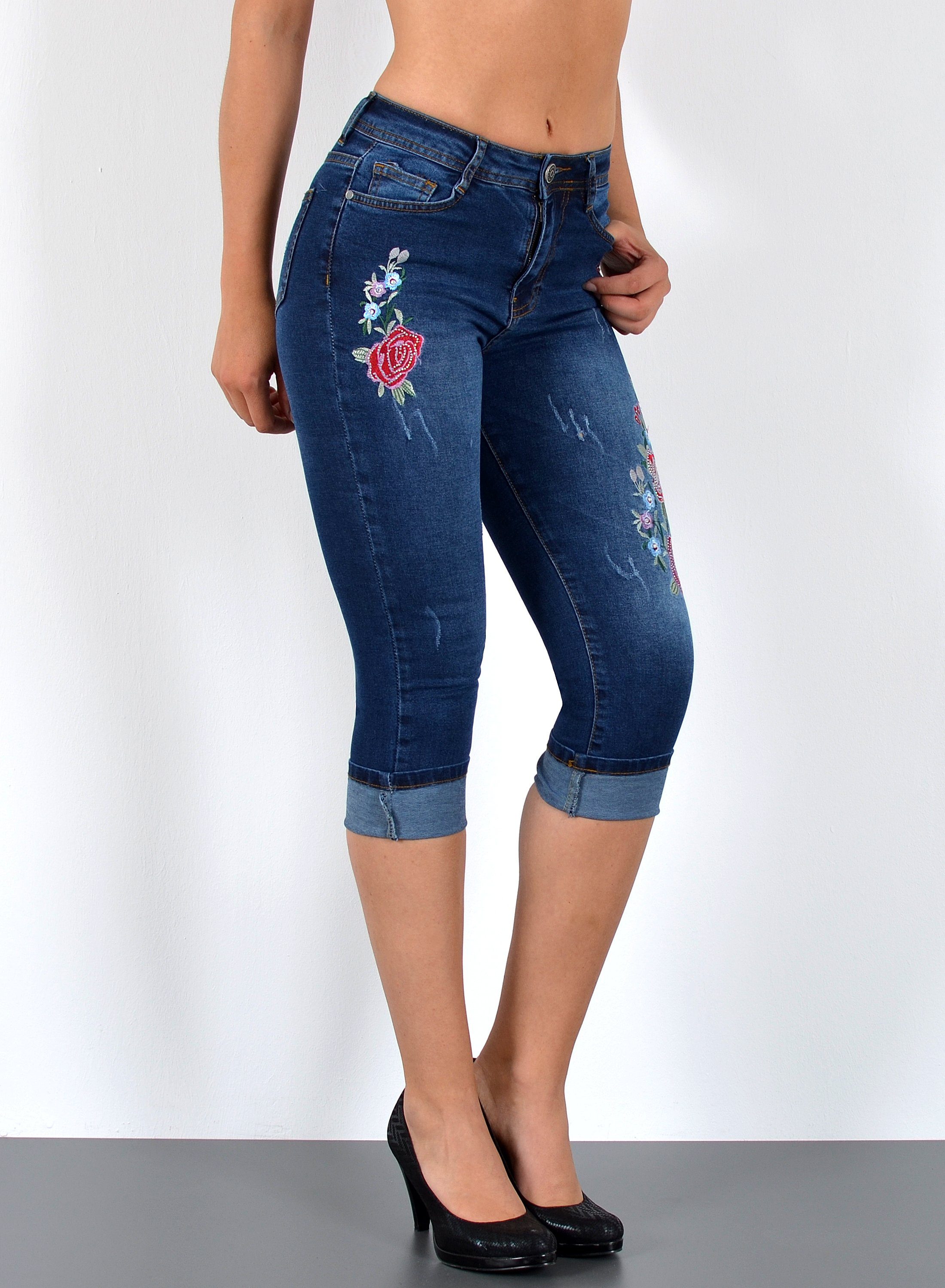 ESRA Caprijeans Damen Jeans Capri Hose günstig online kaufen