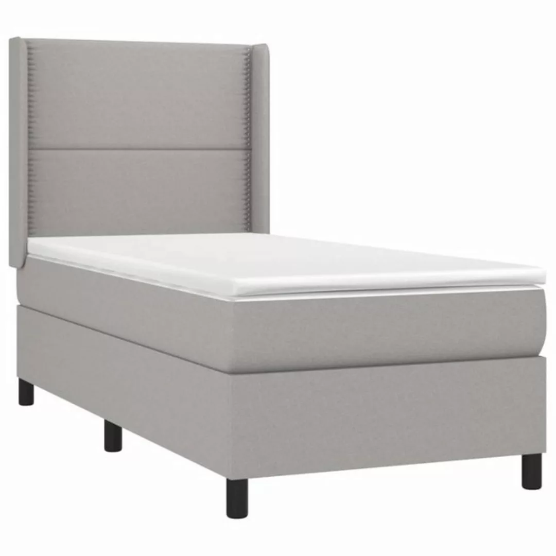 Vidaxl Boxspringbett Mit Matratze & Led Hellgrau 80x200 Cm Stoff günstig online kaufen