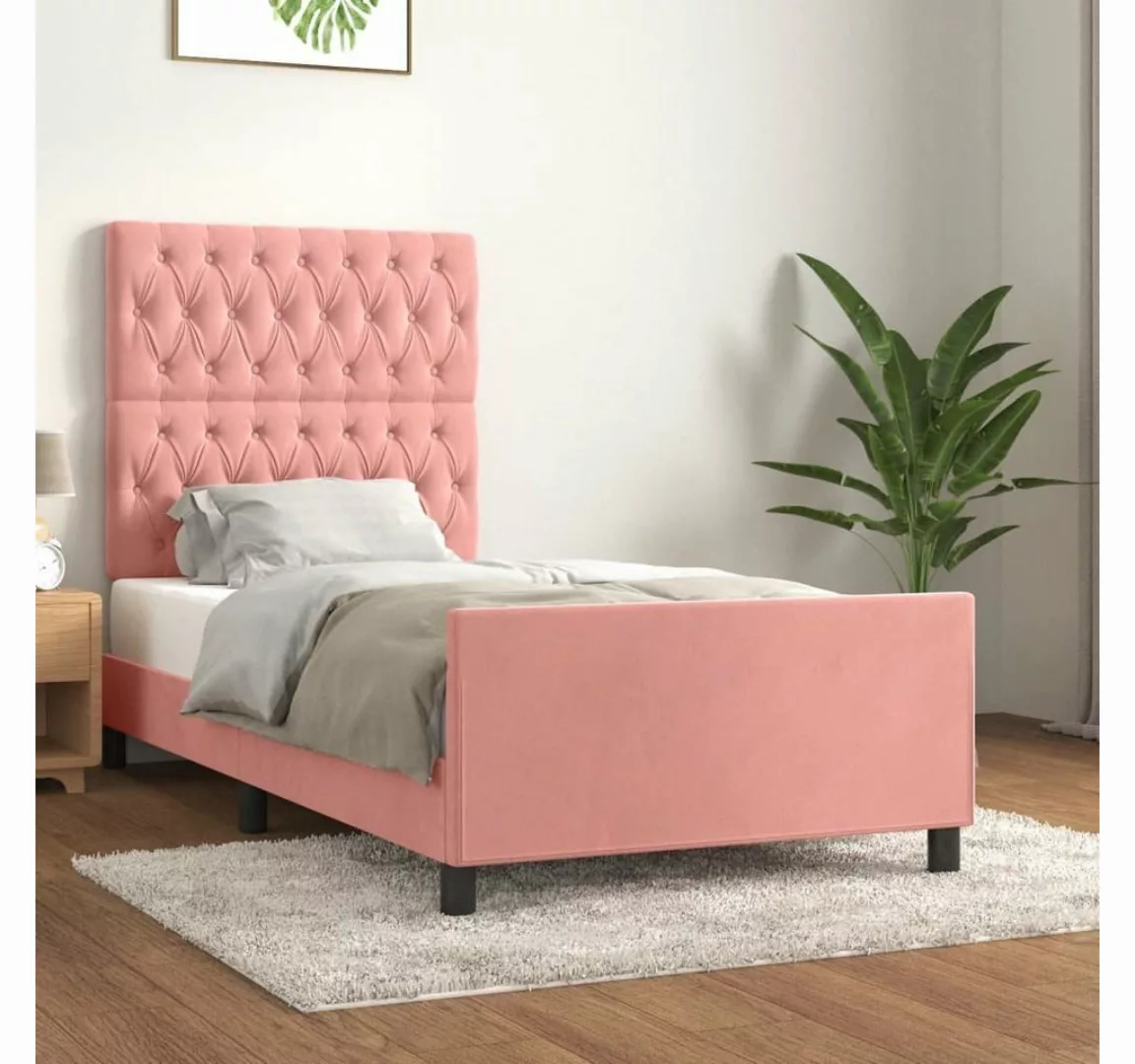 furnicato Bett Bettgestell mit Kopfteil Rosa 90x200 cm Samt günstig online kaufen