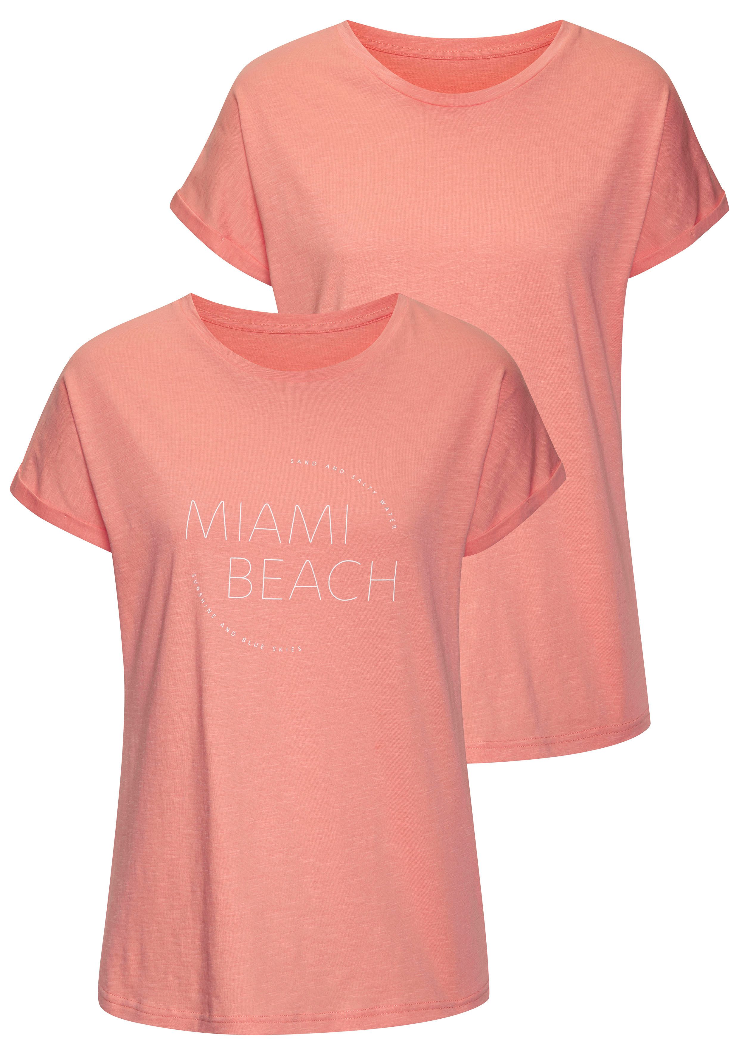 Vivance T-Shirt "mit modischem Frontprint", (2er-Pack), aus weicher Baumwol günstig online kaufen