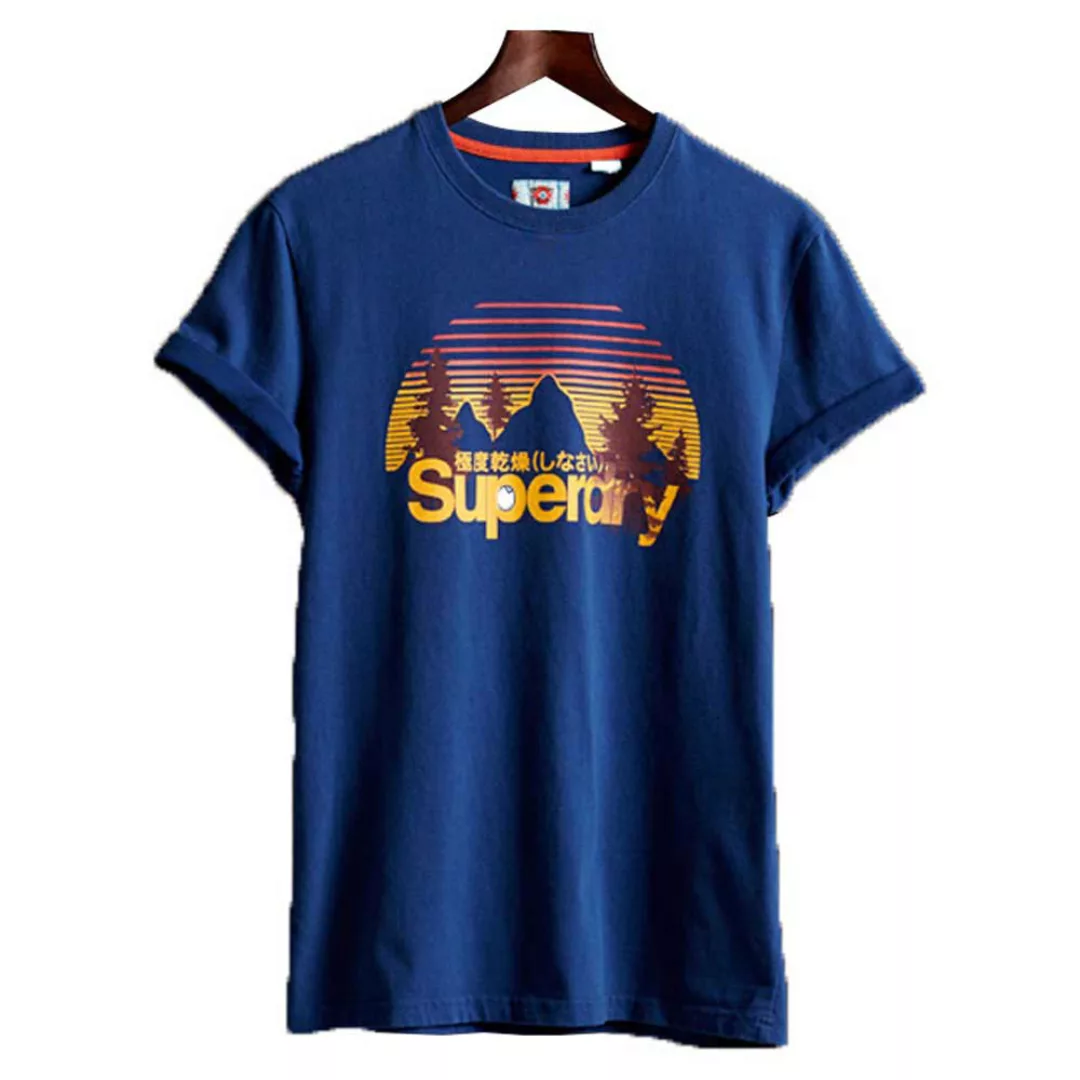 Superdry Classic Logo Wilderness Kurzarm T-shirt XS Pilot Mid Blue günstig online kaufen