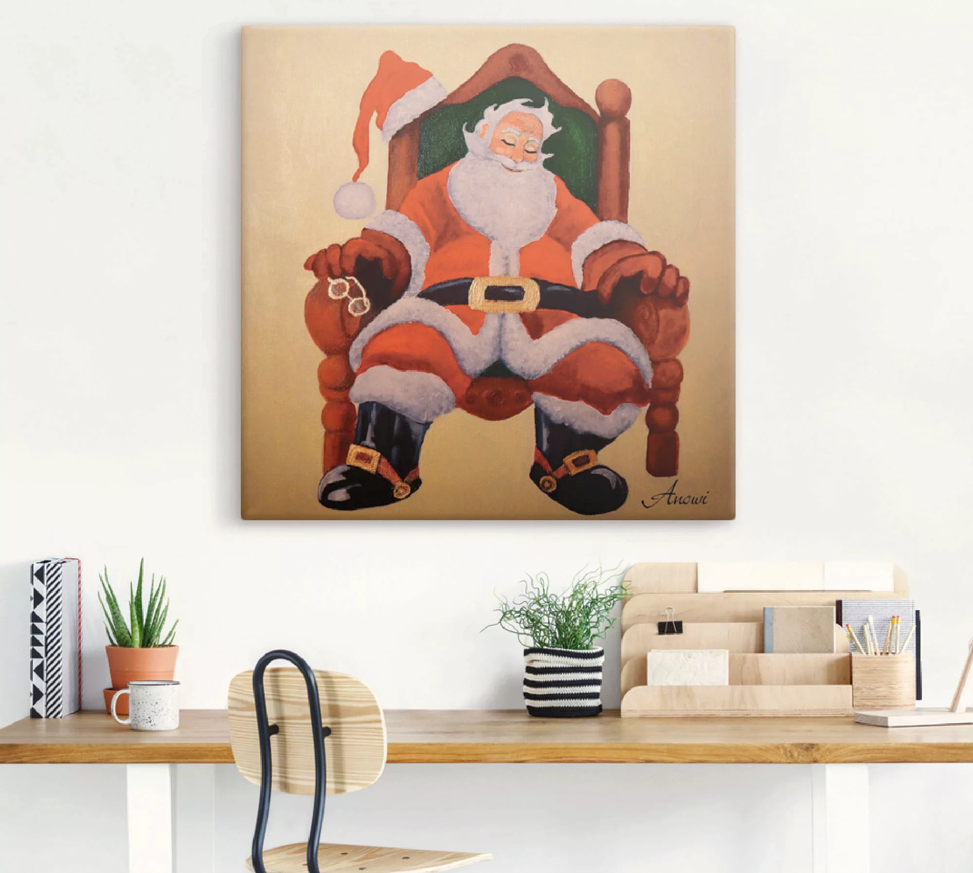 Artland Leinwandbild "Schlafender Weihnachtsmann", Weihnachten, (1 St.), au günstig online kaufen