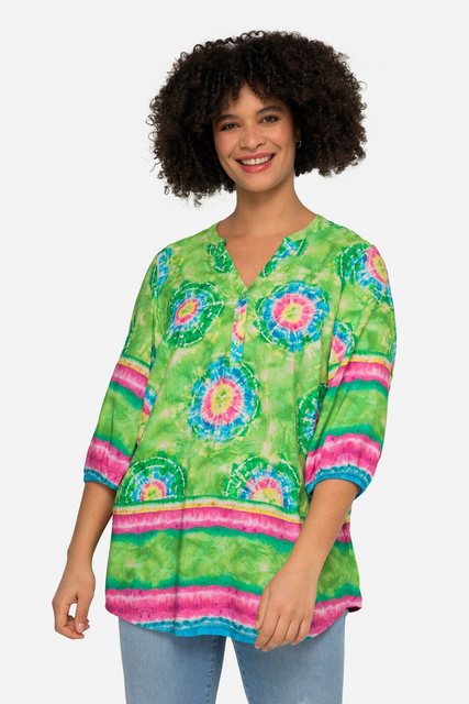 Angel of Style Tunika Bluse Batikdruck Tunika-Ausschnitt 3/4-Ärmel günstig online kaufen