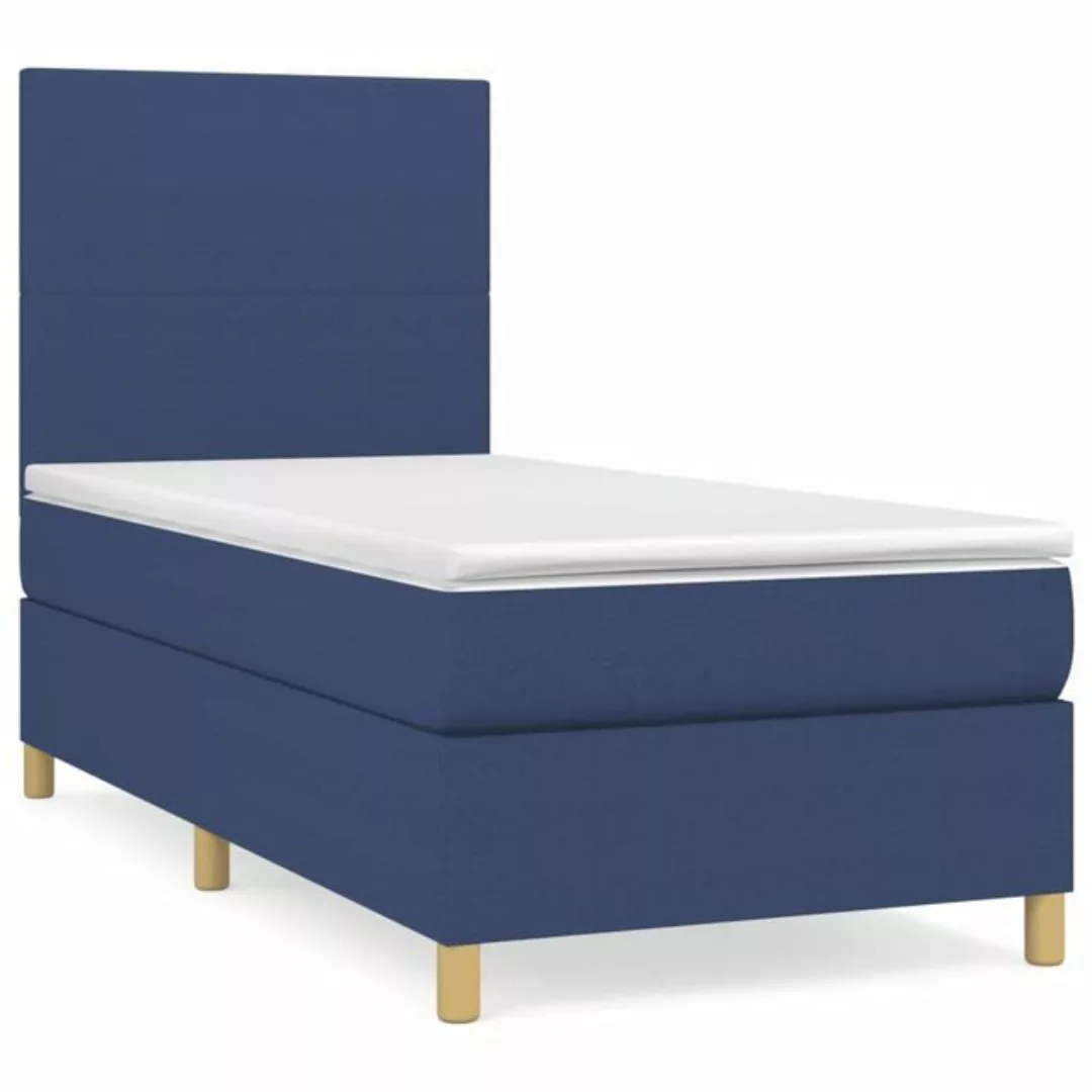 vidaXL Bettgestell Boxspringbett mit Matratze Blau 80x200 cm Stoff Bett Bet günstig online kaufen